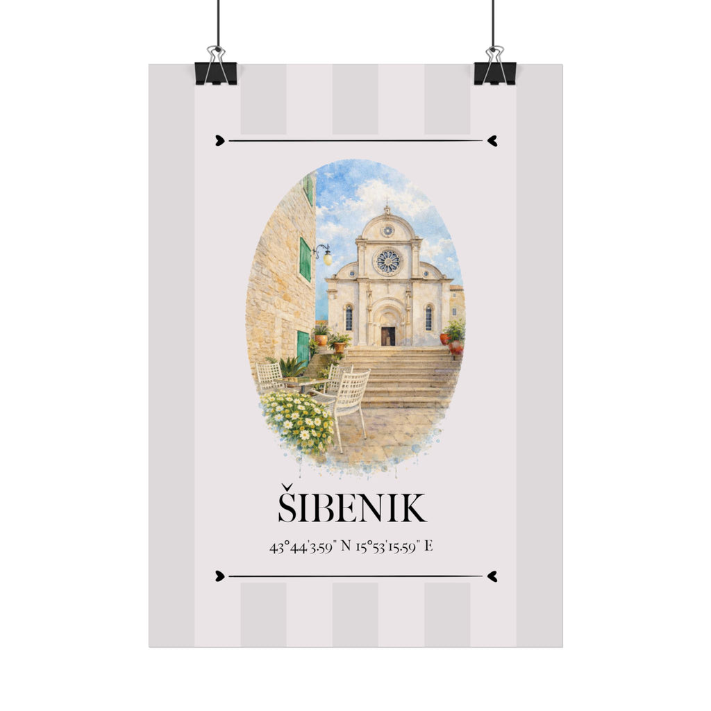 Šibenik Poster – Wahrzeichen Illustration | Stadtposter Kroatien