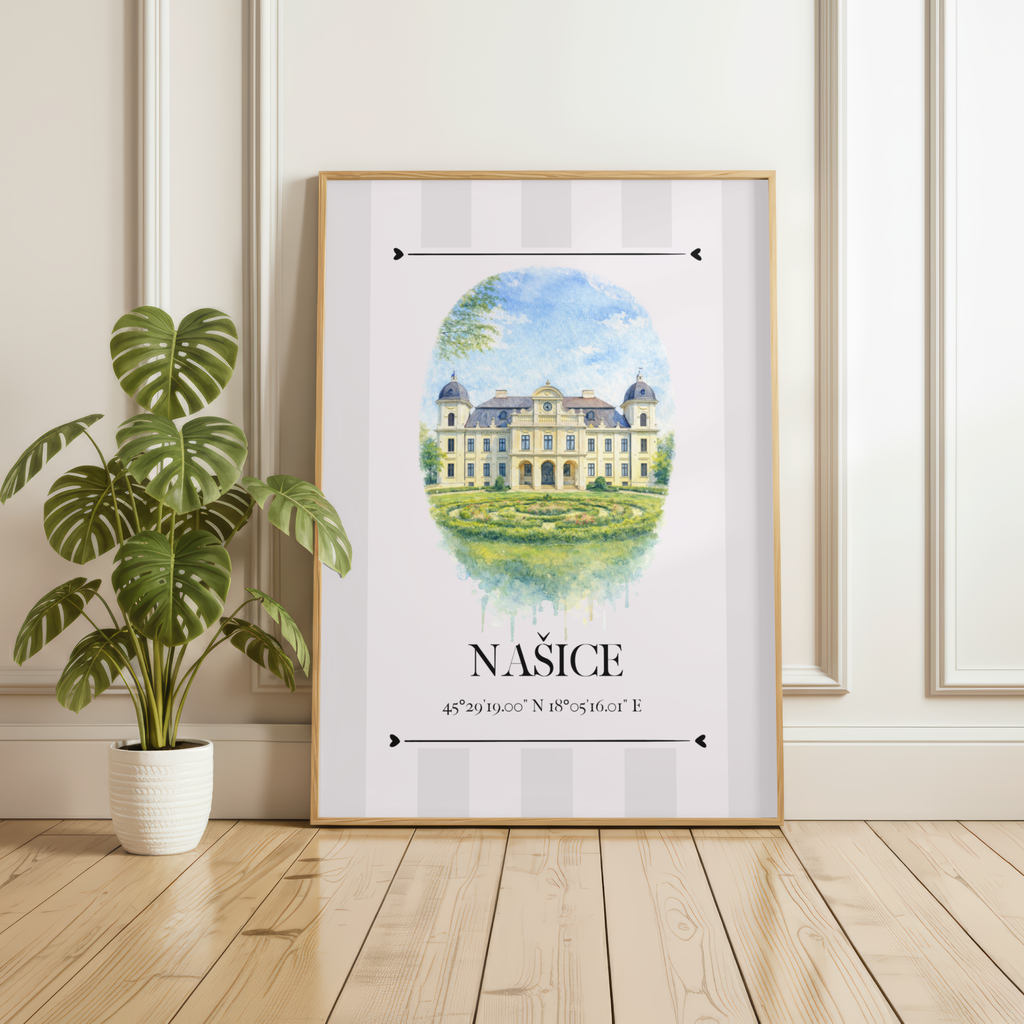 Našice Poster – Wahrzeichen Illustration | Stadtposter Kroatien