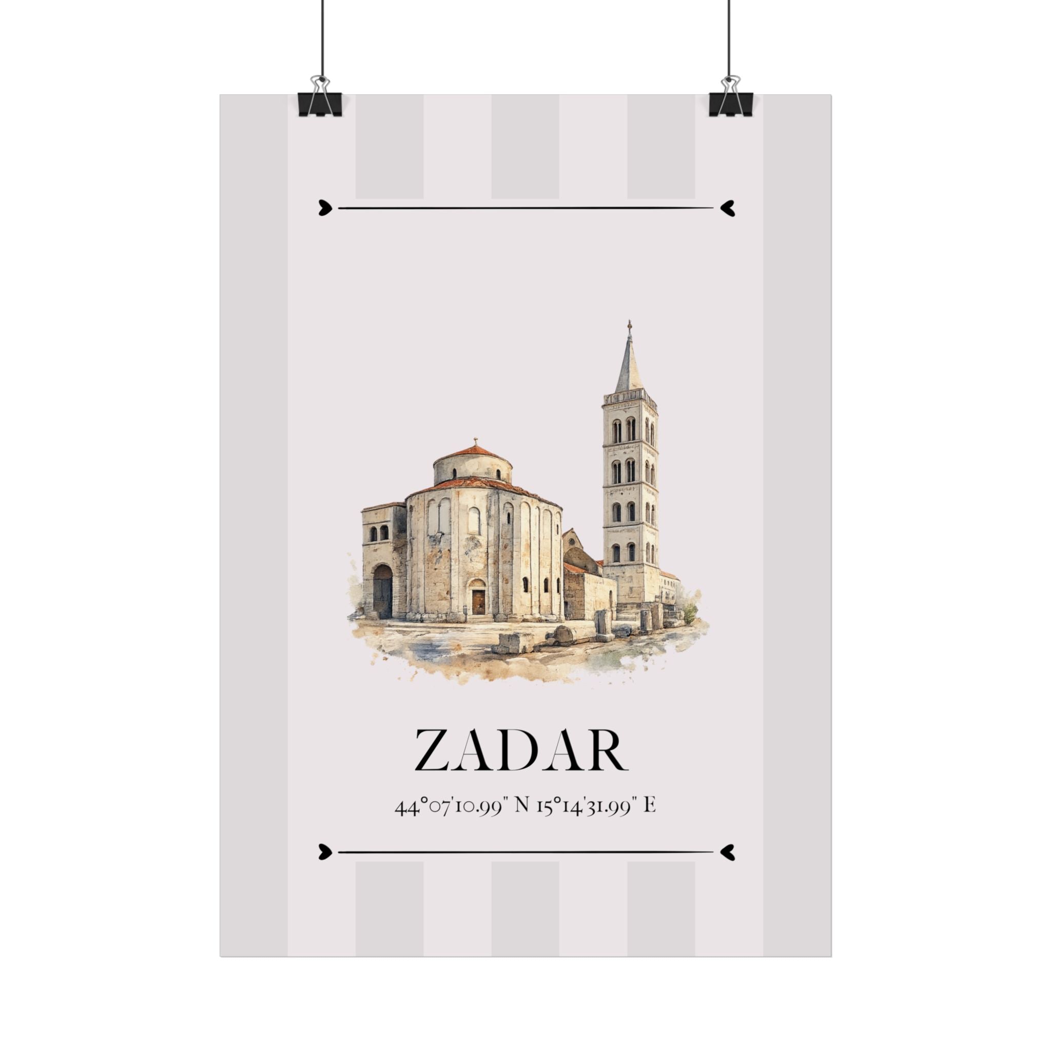 Zadar Poster – Wahrzeichen Illustration | Stadtposter Kroatien