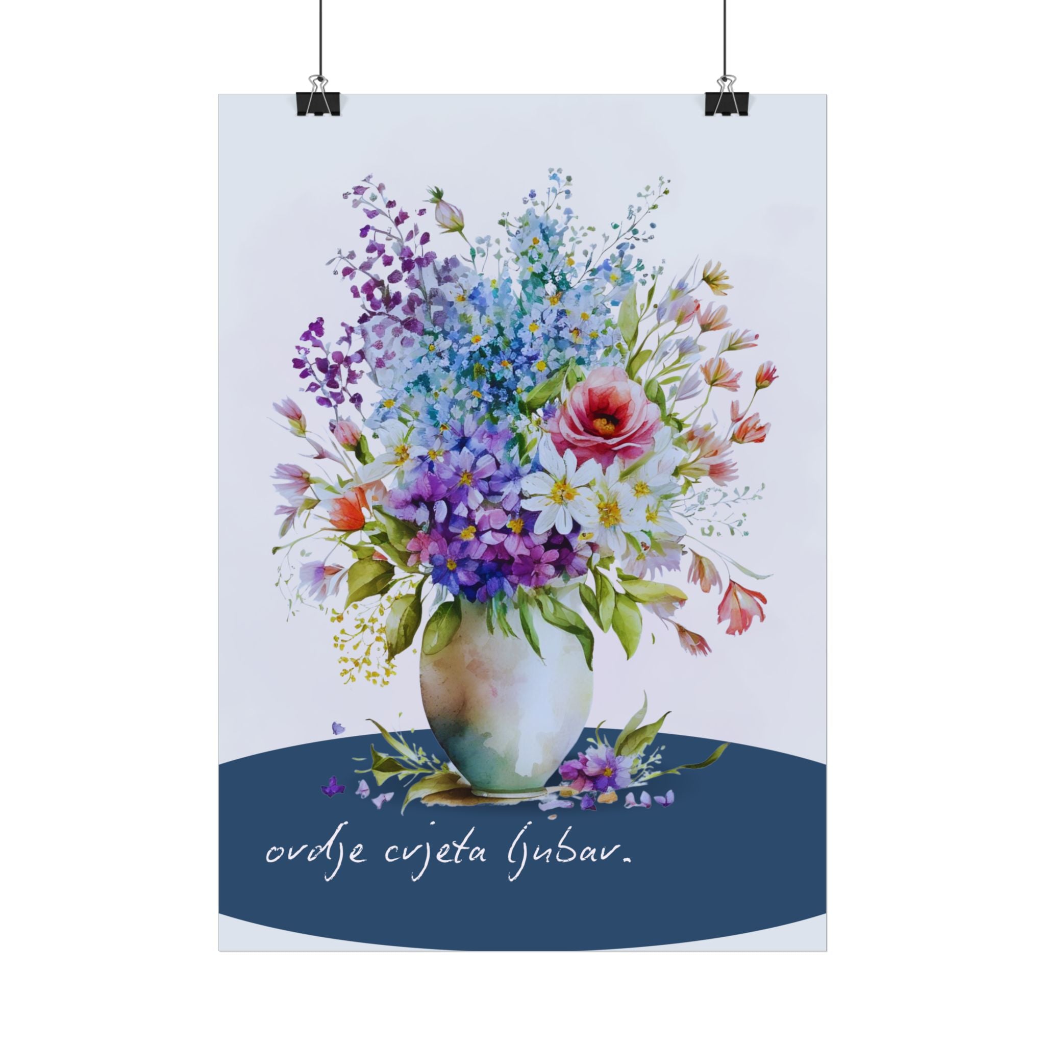 "Hier blüht die Liebe“ – Infinity Blau Poster