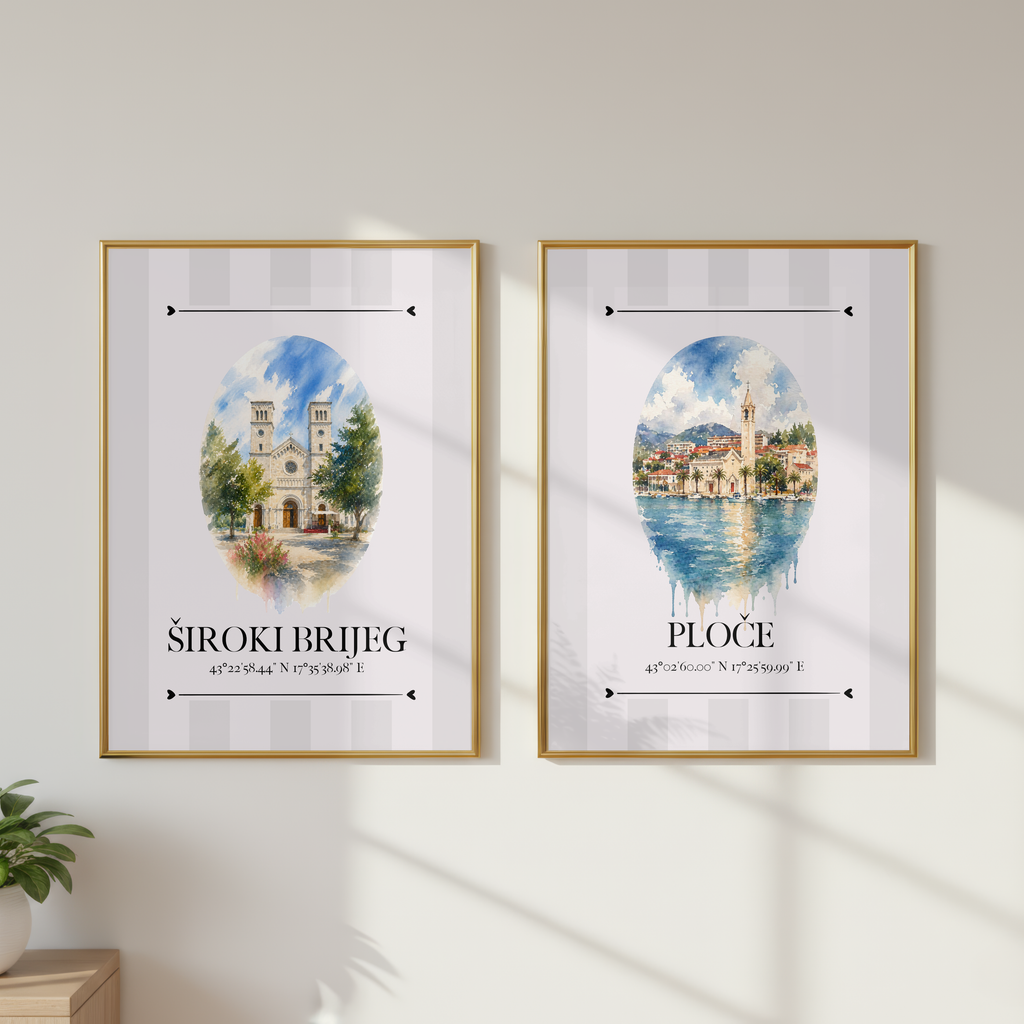 Ploče Poster – Wahrzeichen Illustration | Stadtposter Kroatien