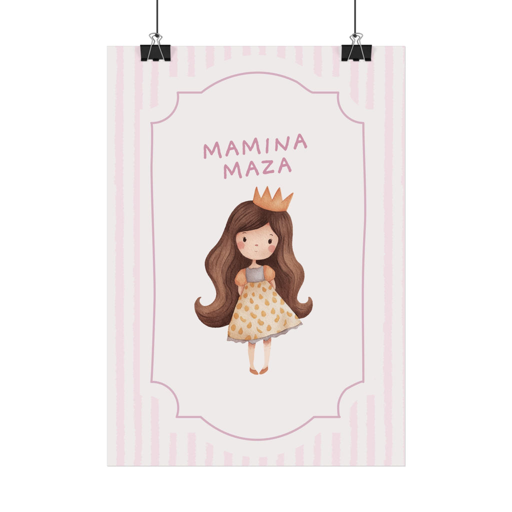 „Mamas Schmusekatze“ | Süßes Mädchen mit Krone Illustration fürs Kinderzimmer