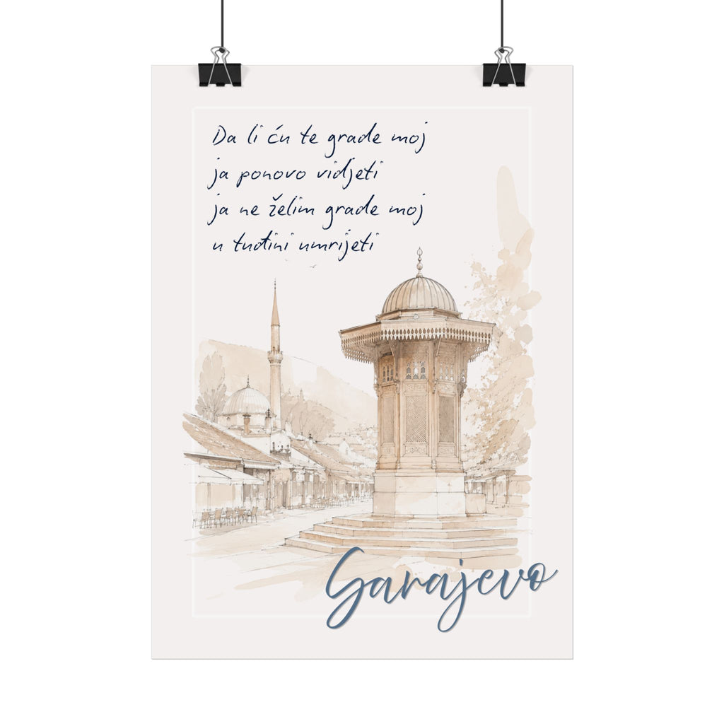 Sarajevo – Zeitlose Erinnerung | Aquarell-Kunstdruck mit Sebilj