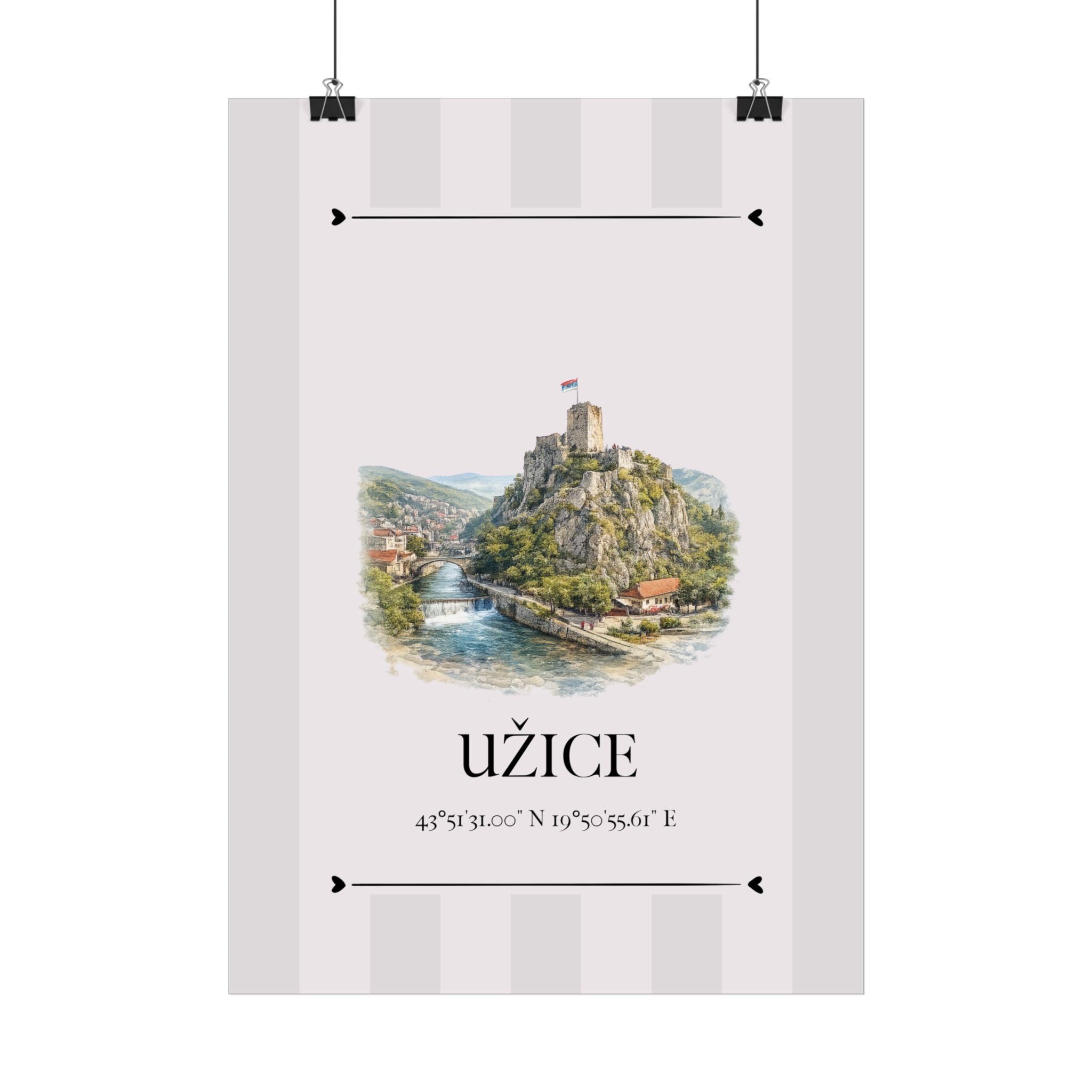 Užice Poster – Wahrzeichen Illustration | Stadtposter Serbien