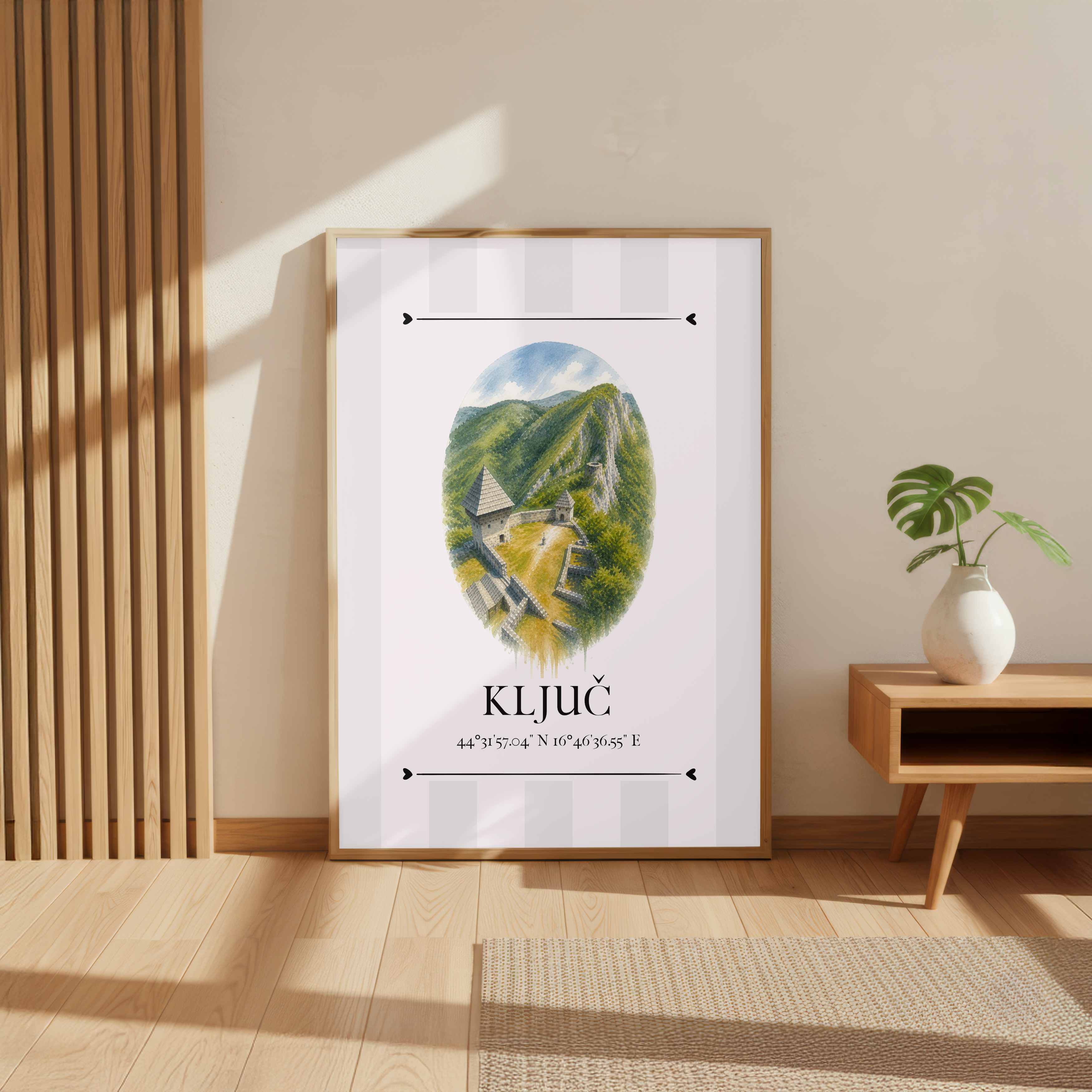 Ključ  Wahrzeichen Illustration | Stadtposter Bosnien und Herzegowina
