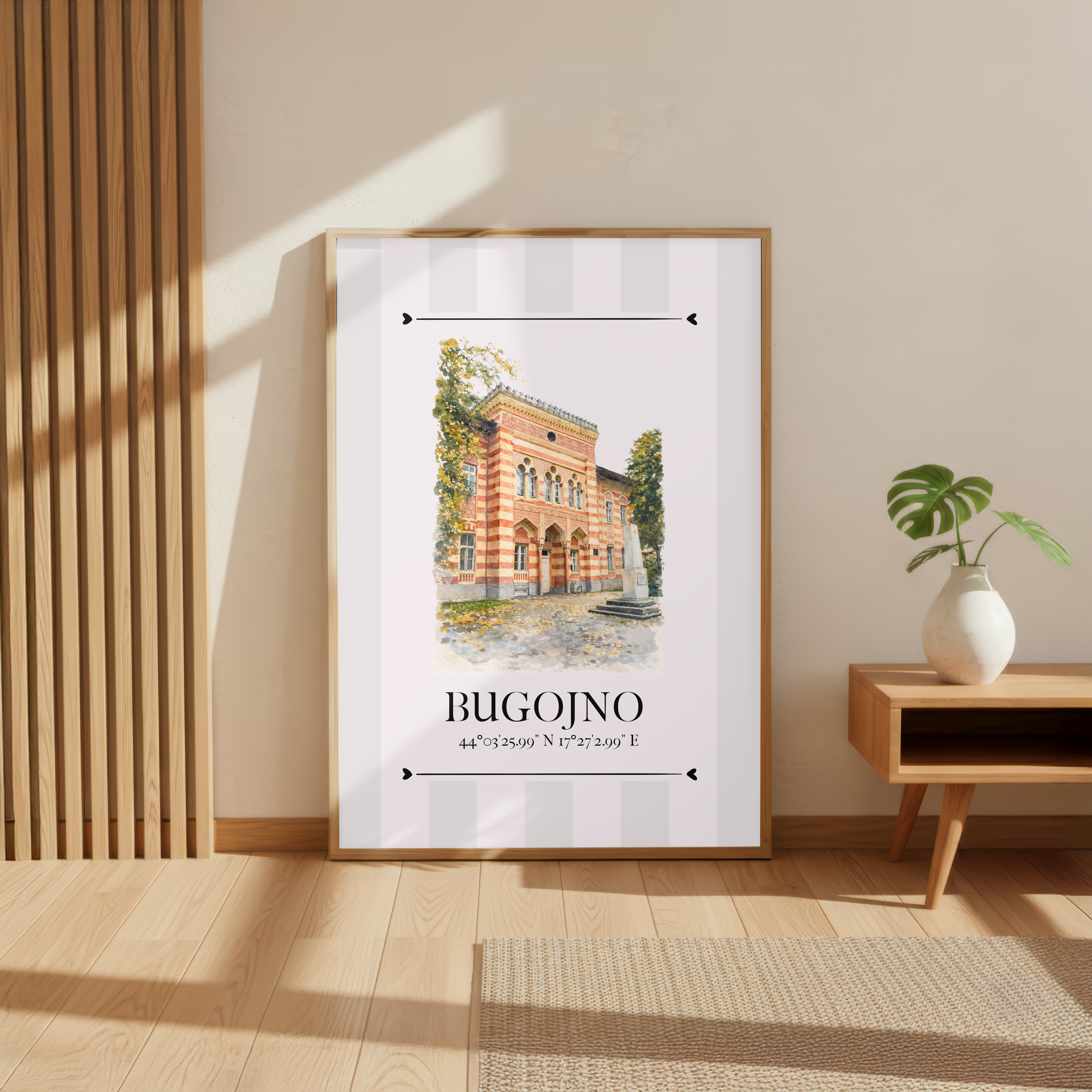 Bugojno Wahrzeichen Illustration | Stadtposter Bosnien und Herzegowina