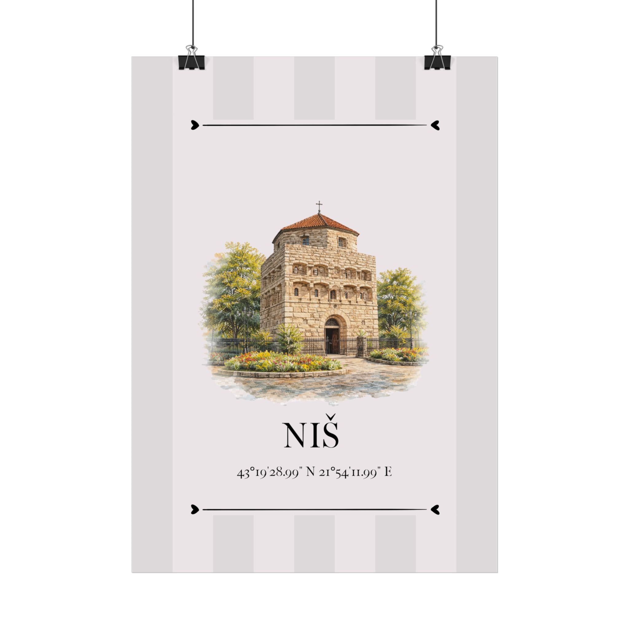 Niš Poster – Wahrzeichen Illustration | Stadtposter Serbien