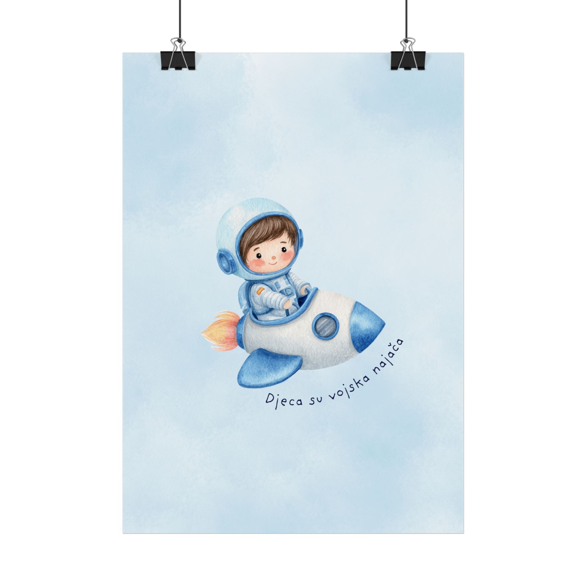 „Kinder sind die stärkste Armee“ | Astronaut Illustration fürs Kinderzimmer