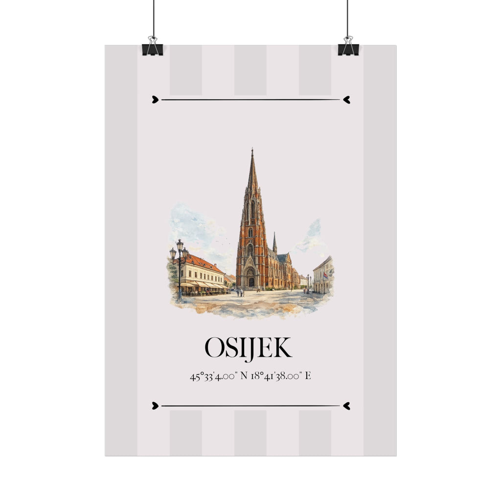 Osijek Poster – Wahrzeichen Illustration | Stadtposter Kroatien