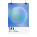 Ravnoteža 222 Minimalistički poster s gradijentnom kuglom – Plava Zen zidna umjetnost