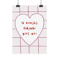 Heart Grid Poster sa srpskom frazom „U svojoj odjebi, girl eri“ – Zidna umjetnost ženstvene estetike