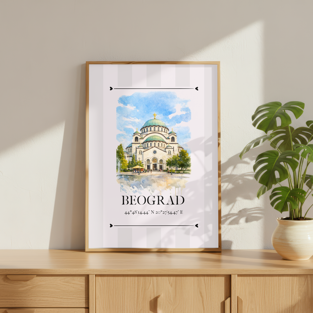 Hram Svetog Save Poster – Wahrzeichen Illustration Beograd | Stadtposter Serbien