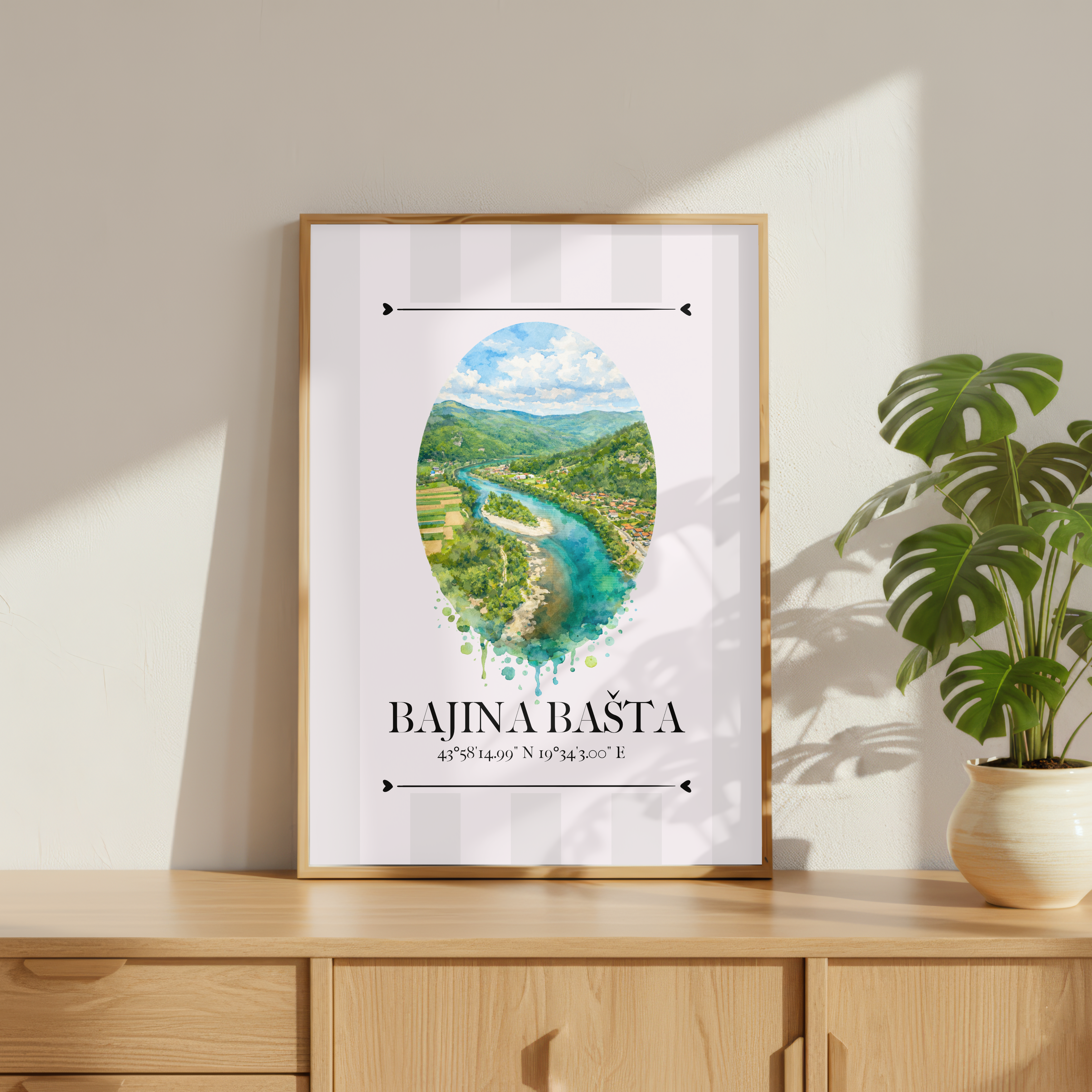 Bajina Bašta Poster – Wahrzeichen Illustration | Stadtposter Serbien