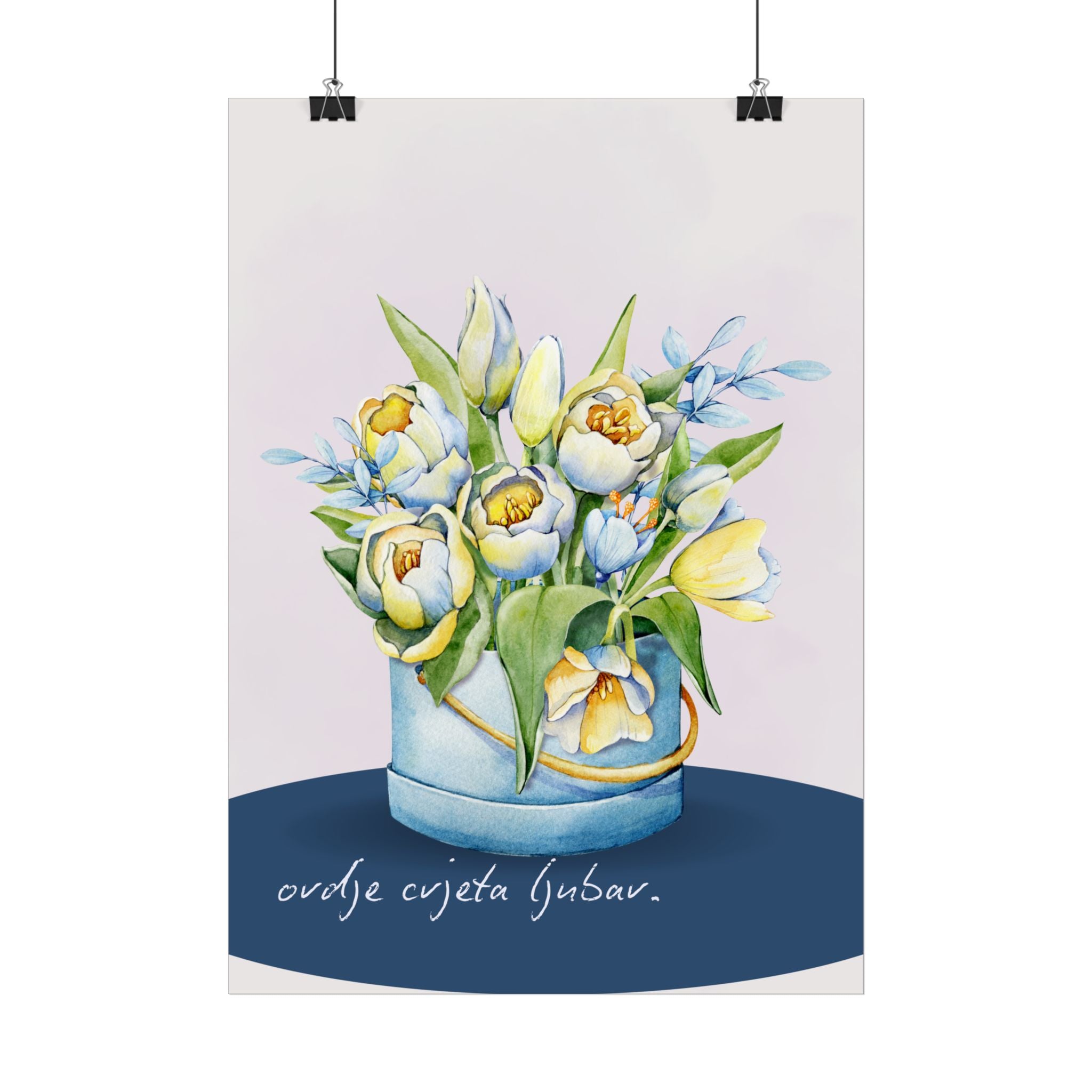 "Hier blüht die Liebe“ – Heritage Blau Poster