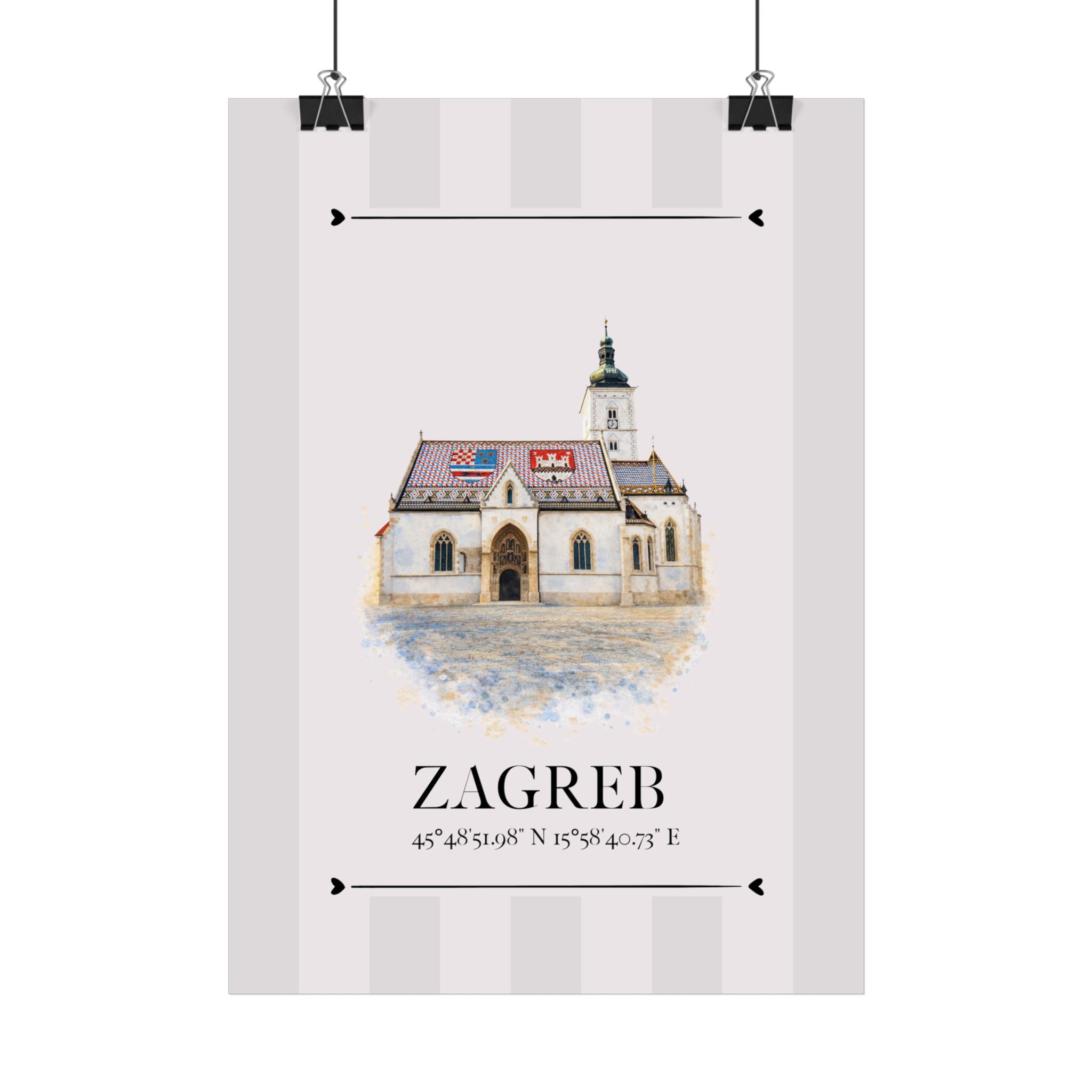 Zagreb Poster – Wahrzeichen Illustration | Stadtposter Kroatien