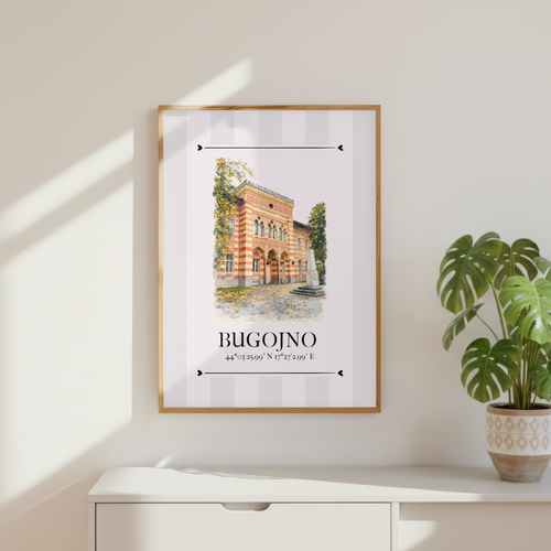 Bugojno Wahrzeichen Illustration | Stadtposter Bosnien und Herzegowina