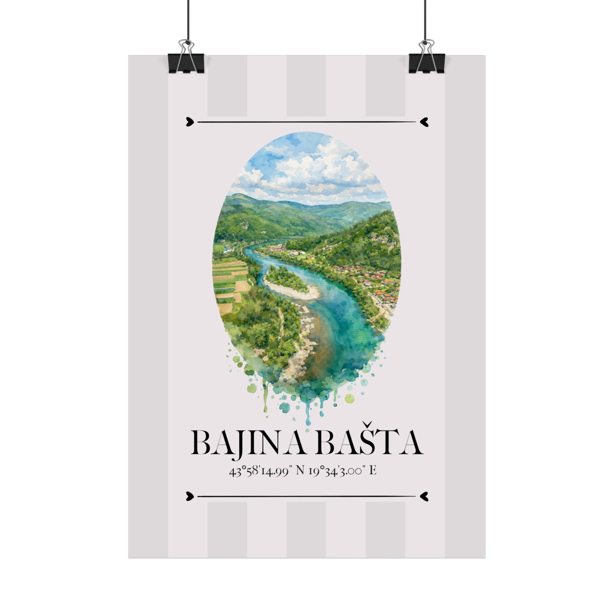 Bajina Bašta Poster – Wahrzeichen Illustration | Stadtposter Serbien