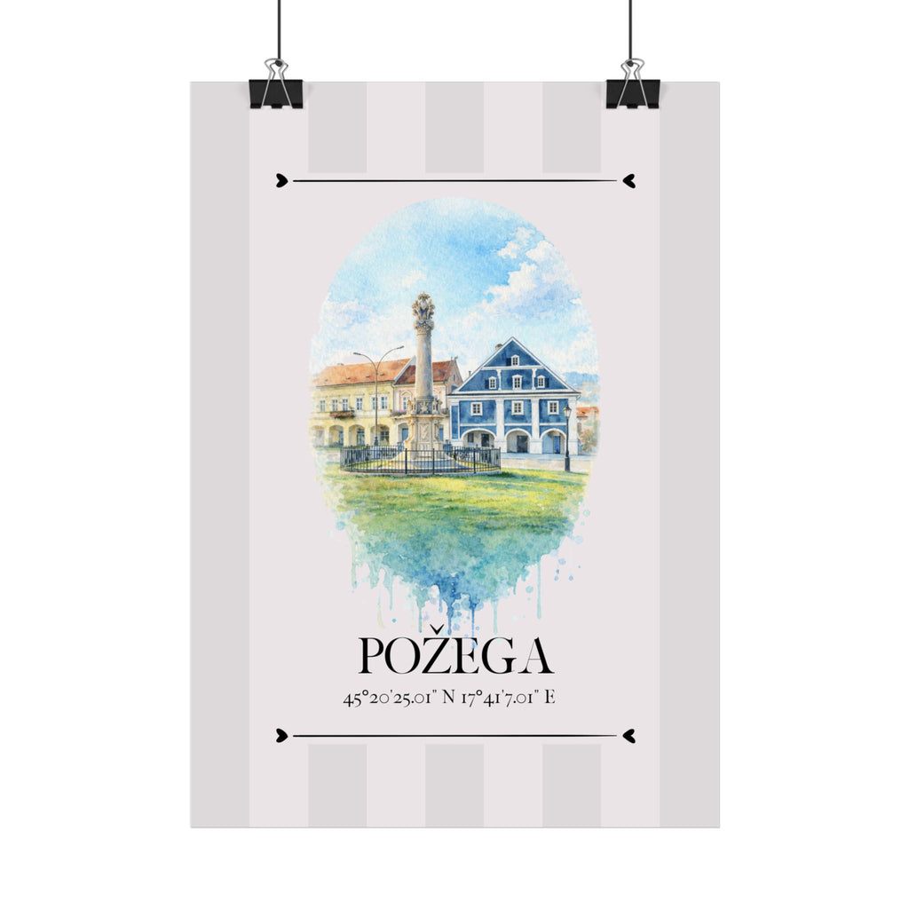 Požega Poster – Wahrzeichen Illustration | Stadtposter Kroatien