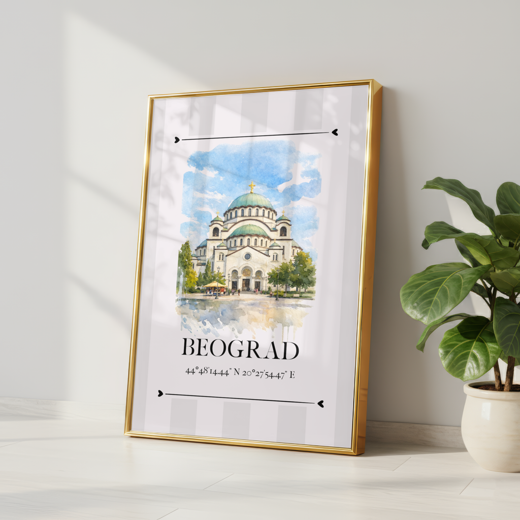 Hram Svetog Save Poster – Wahrzeichen Illustration Beograd | Stadtposter Serbien