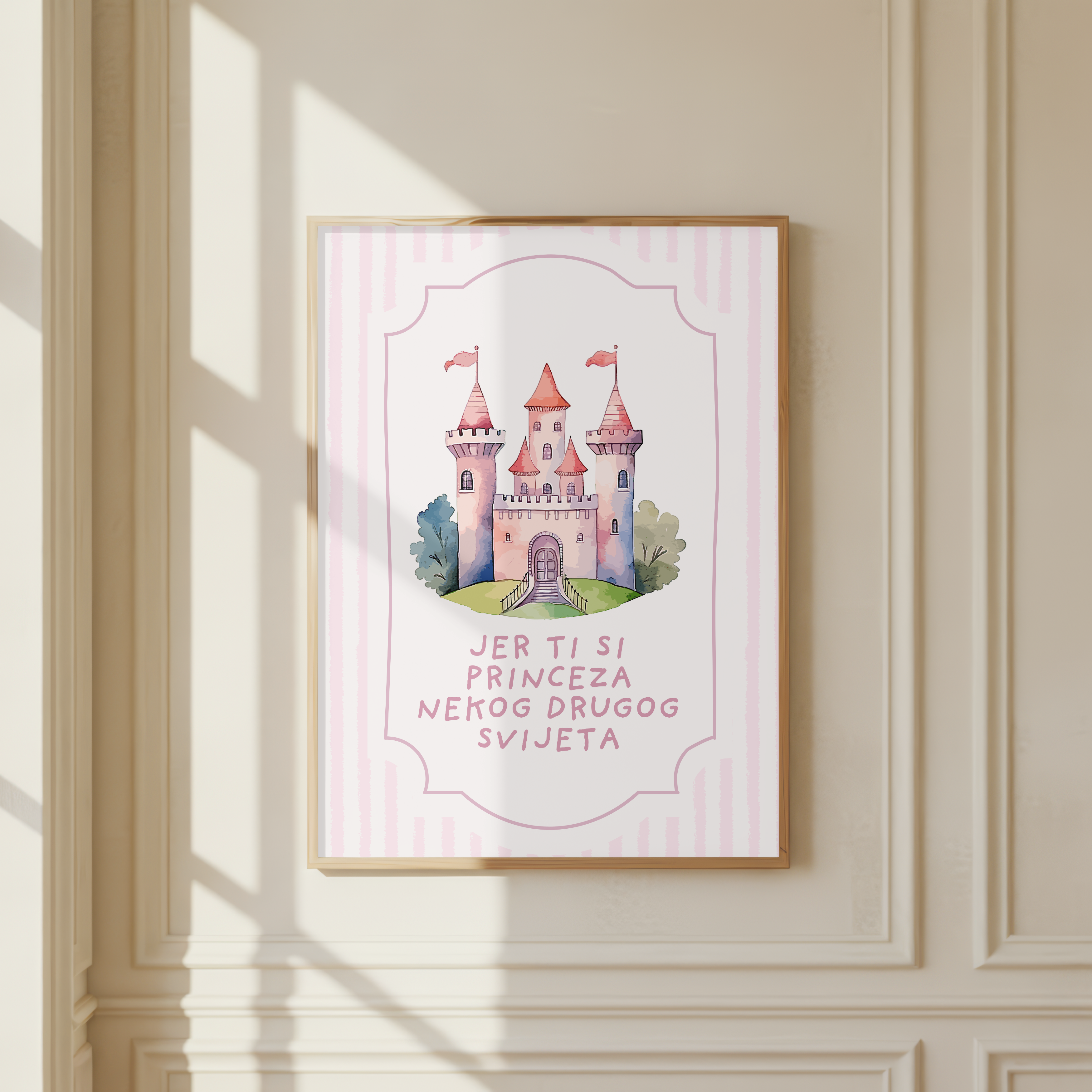 „Du bist die Prinzessin einer anderen Welt“ | Märchenschloss Illustration fürs Kinderzimmer