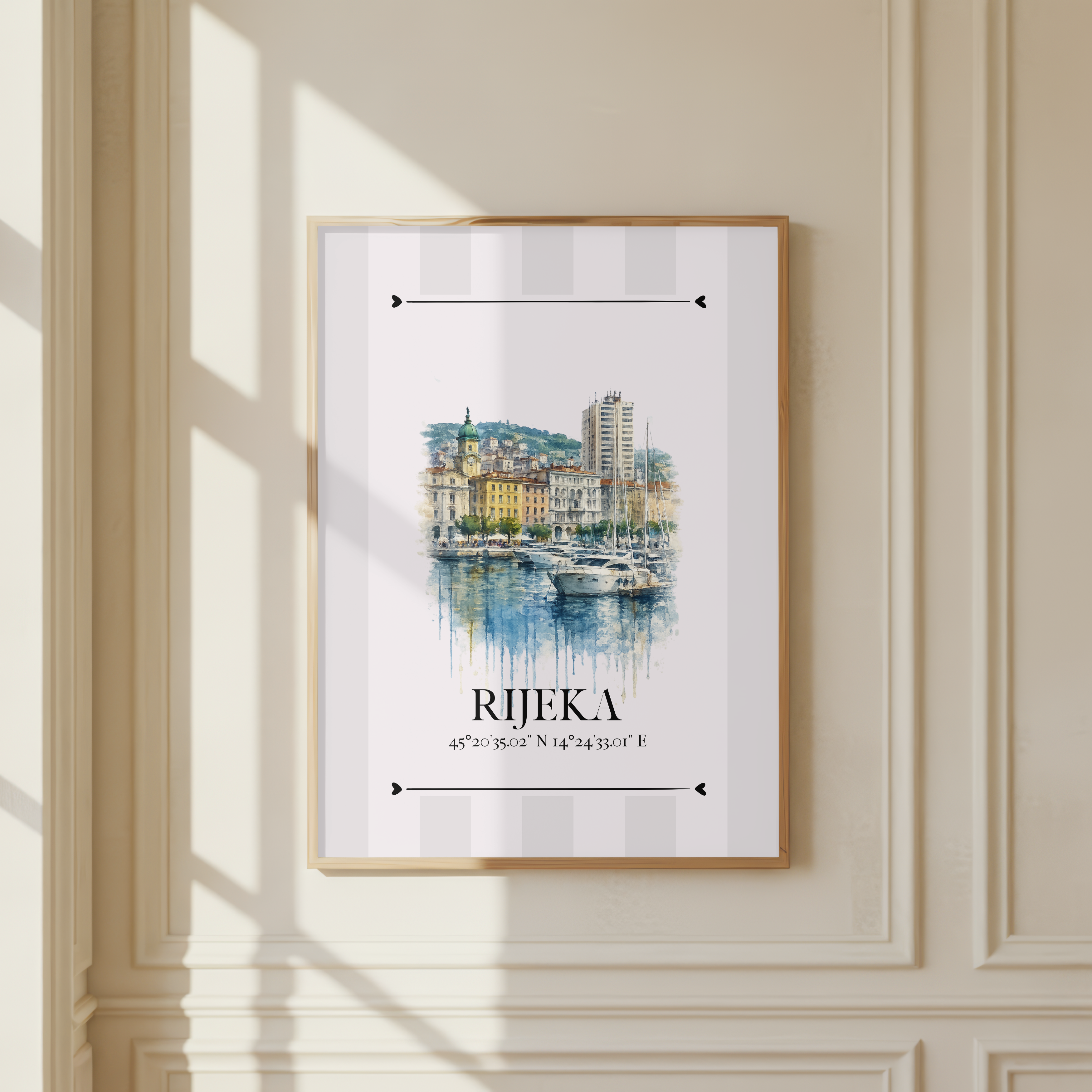 Rijeka marina Poster – Wahrzeichen Illustration | Stadtposter Kroatien