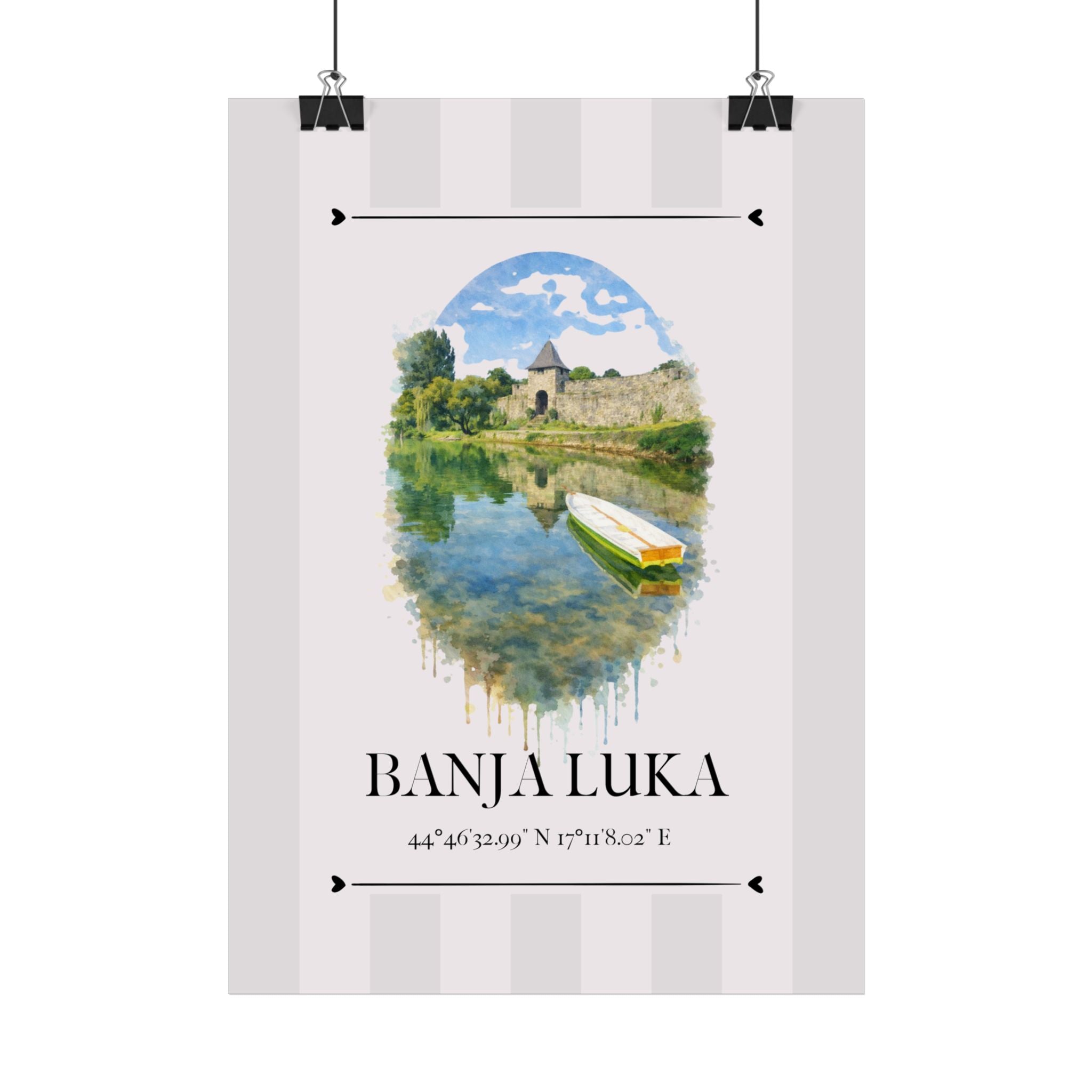 Banja Luka Kastel Poster – Wahrzeichen Illustration | Stadtposter Bosnien und Herzegowina