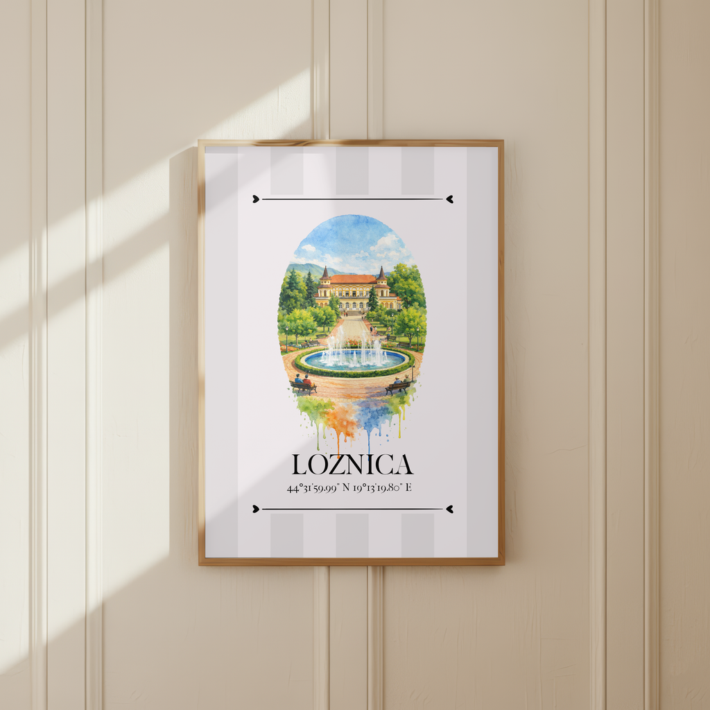 Loznica Poster – Wahrzeichen Illustration | Stadtposter Serbien