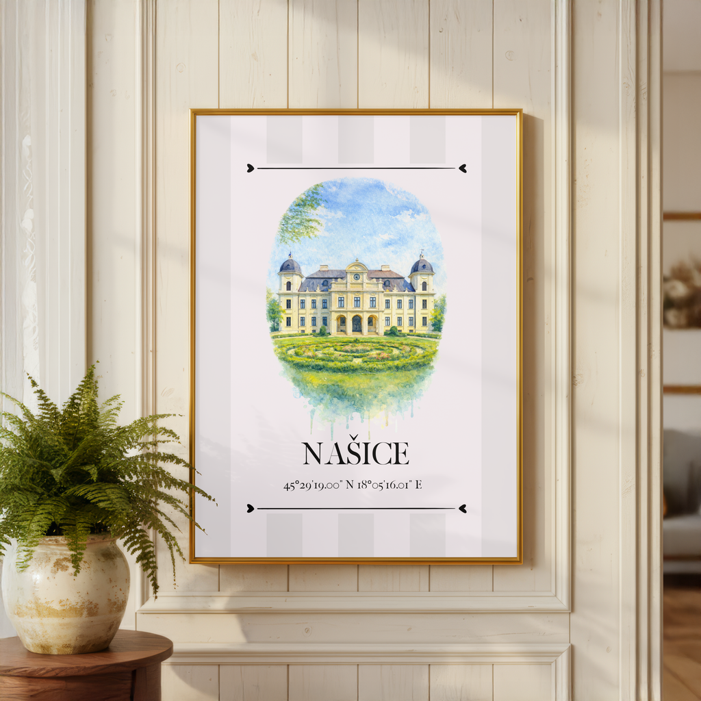 Našice Poster – Wahrzeichen Illustration | Stadtposter Kroatien