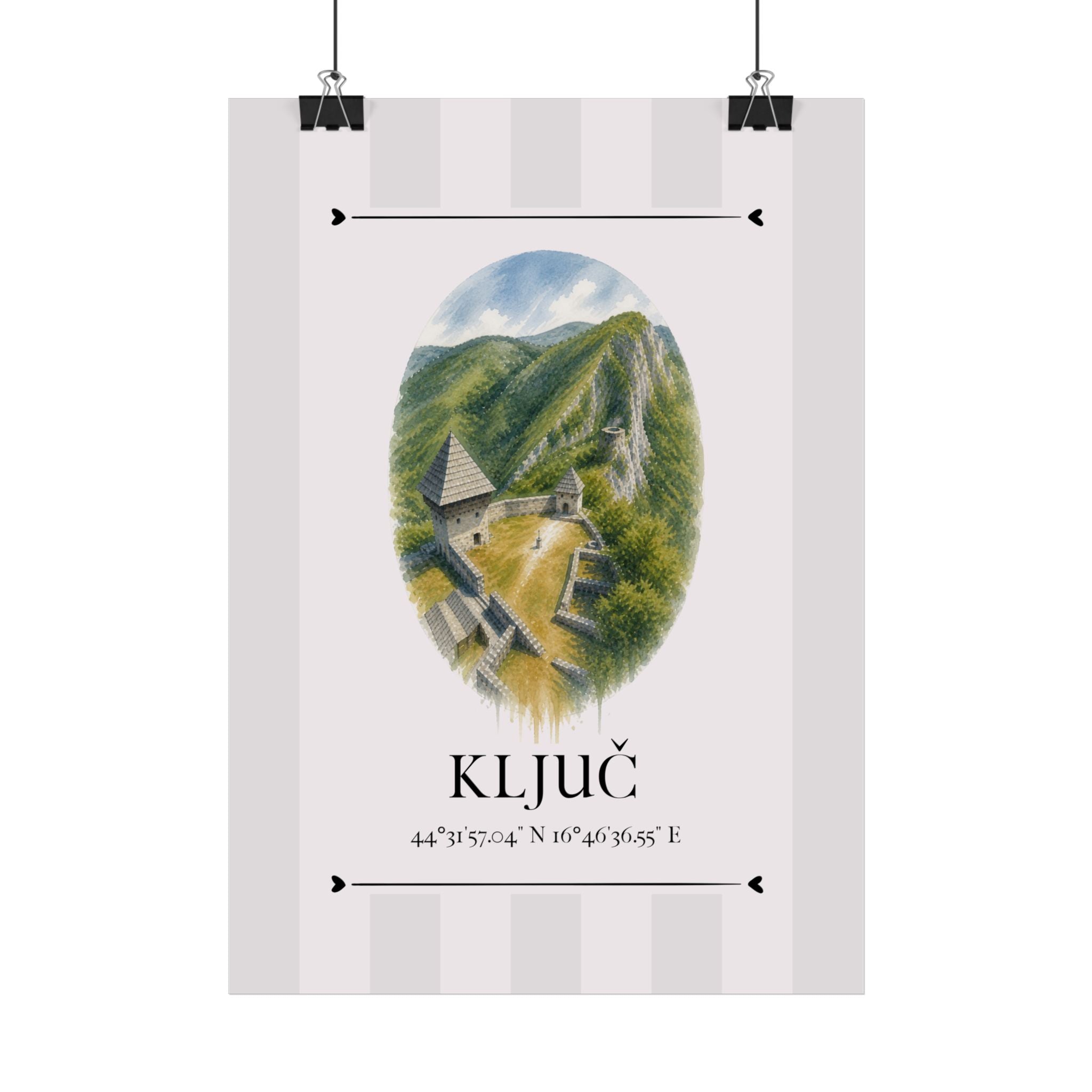 Ključ  Wahrzeichen Illustration | Stadtposter Bosnien und Herzegowina