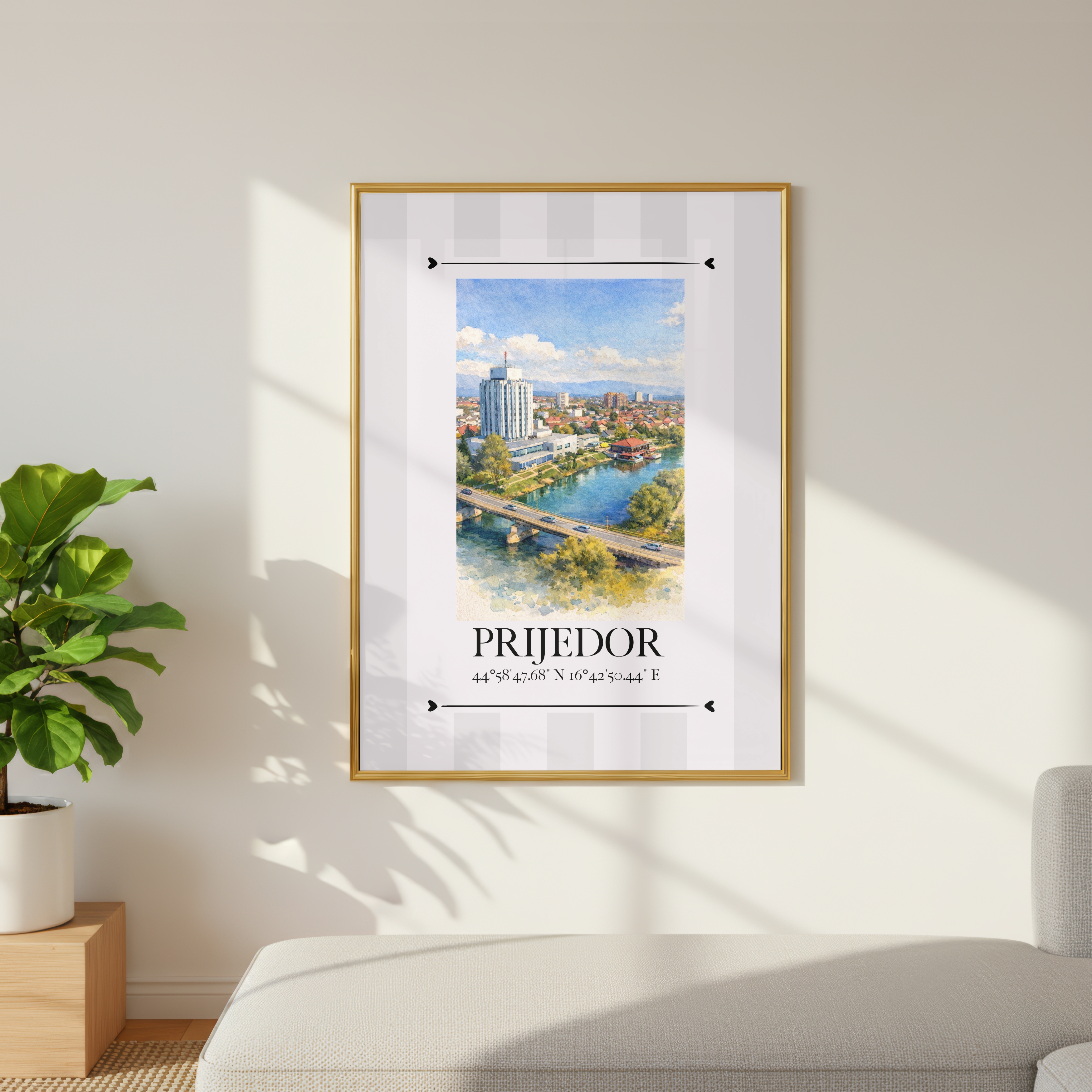 Prijedor Poster – Wahrzeichen Illustration | Stadtposter Bosnien und Herzegowina