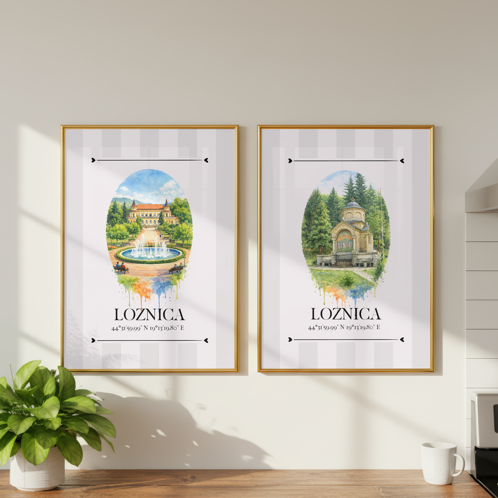 Loznica Poster – Wahrzeichen Illustration | Stadtposter Serbien