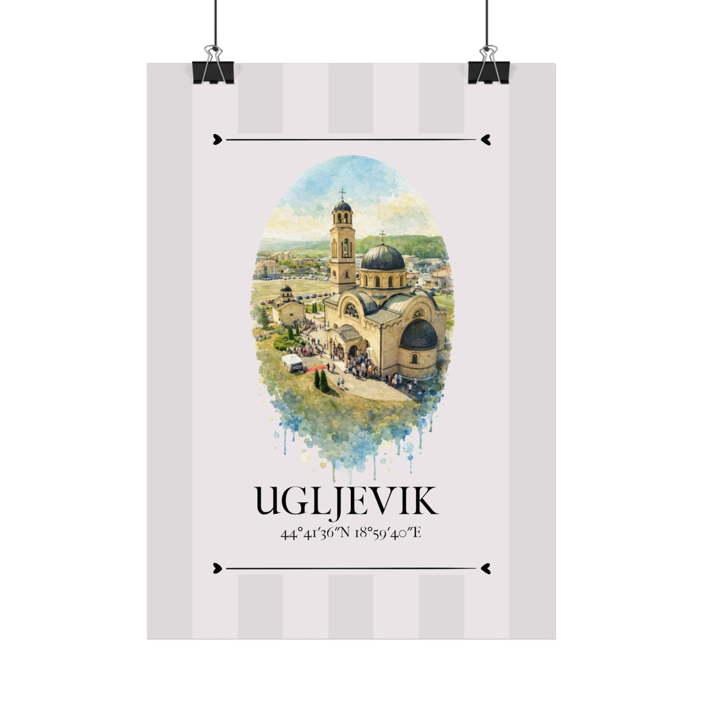 Ugljevik Poster – Wahrzeichen Illustration | Stadtposter Bosnien und Herzegowina