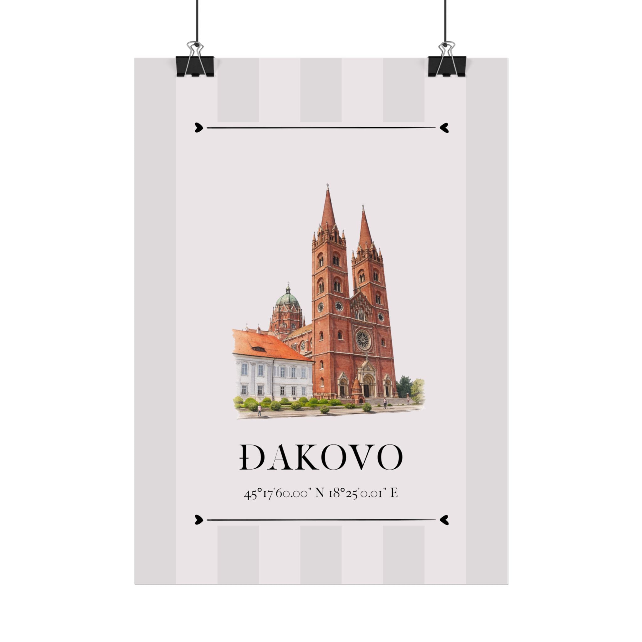 Đakovo Poster – Wahrzeichen Illustration | Stadtposter Kroatien