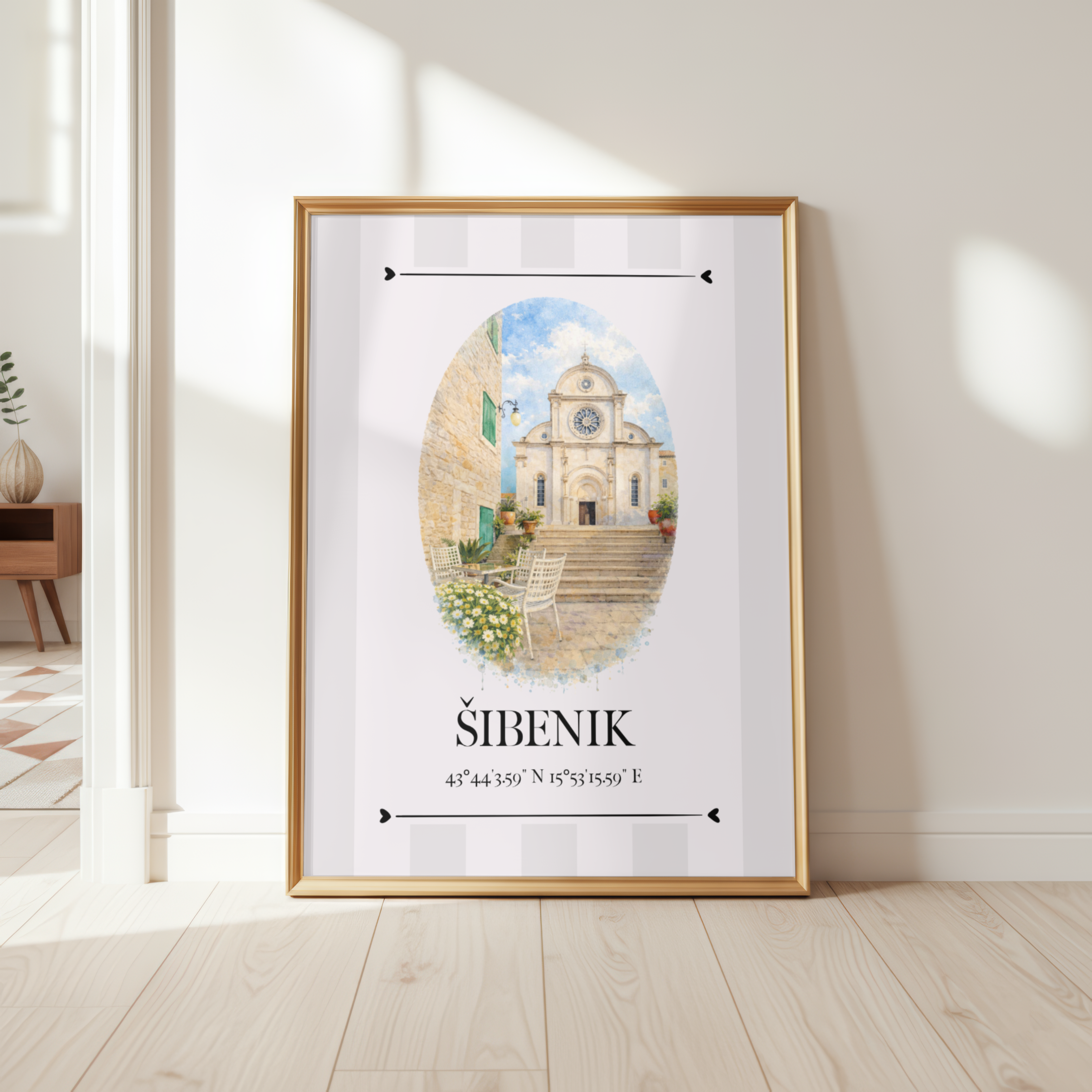 Šibenik Poster – Wahrzeichen Illustration | Stadtposter Kroatien