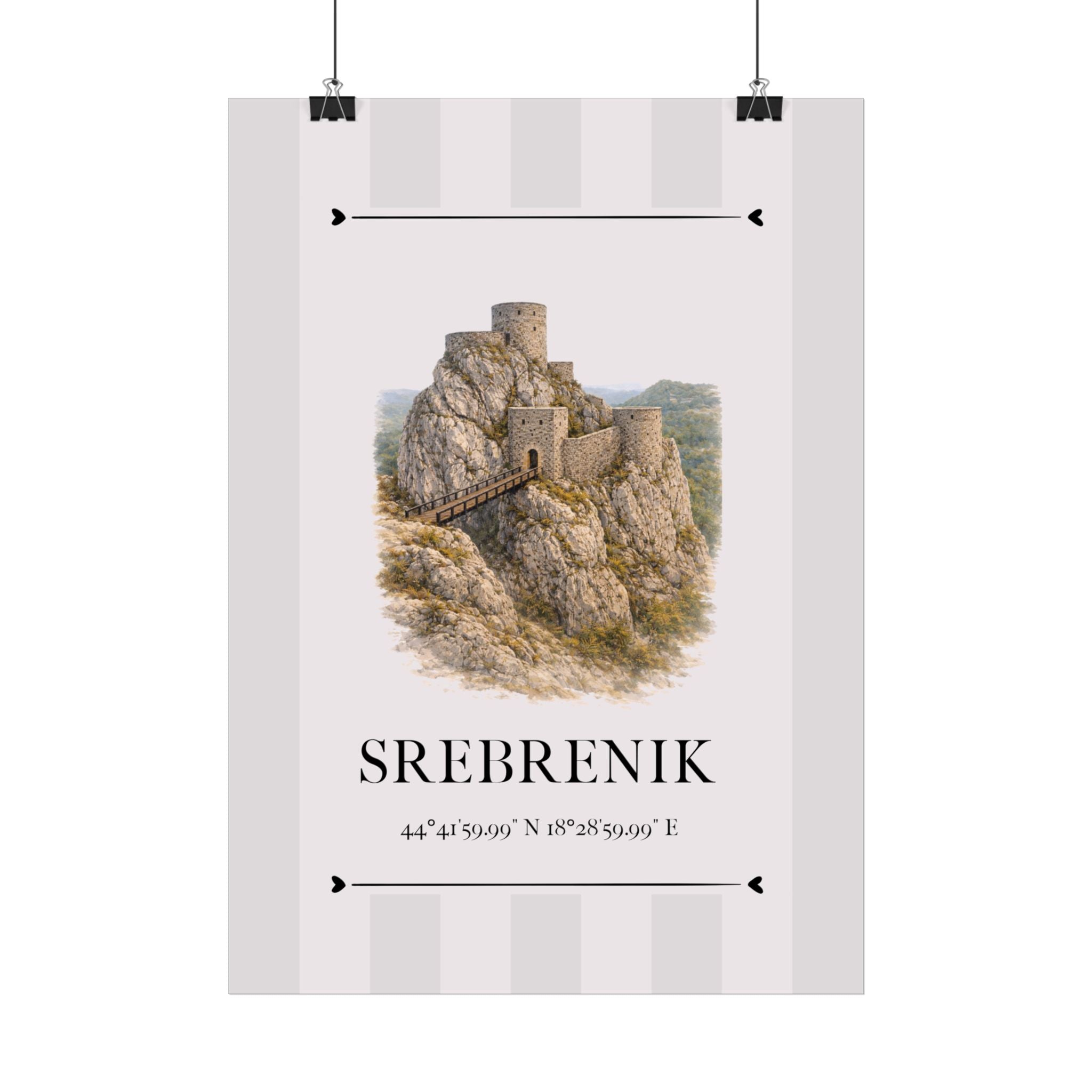 Srebrenik Poster – Wahrzeichen Illustration | Stadtposter Bosnien und Herzegowina