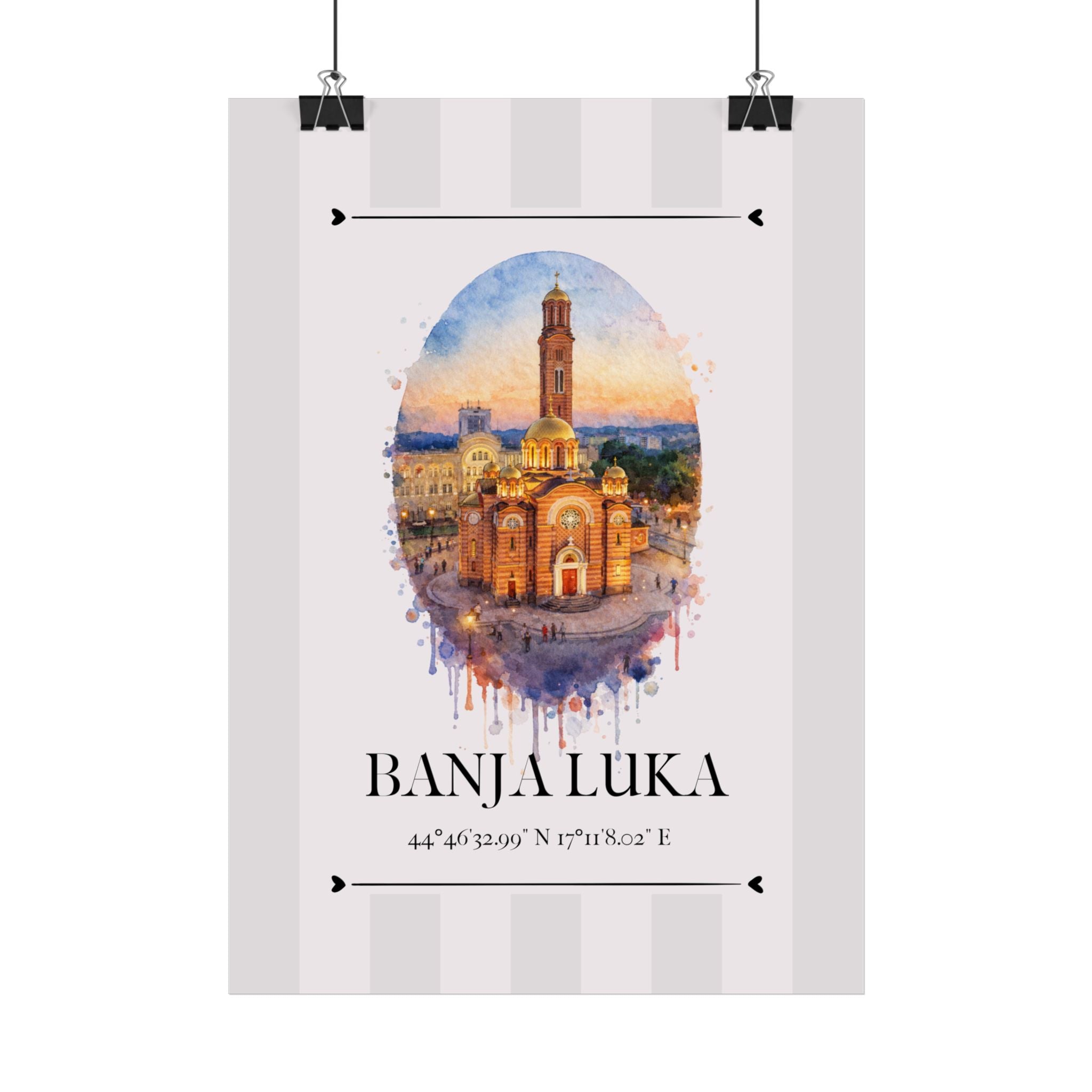 Banja Luka Poster – Wahrzeichen Illustration | Stadtposter Bosnien und Herzegowina