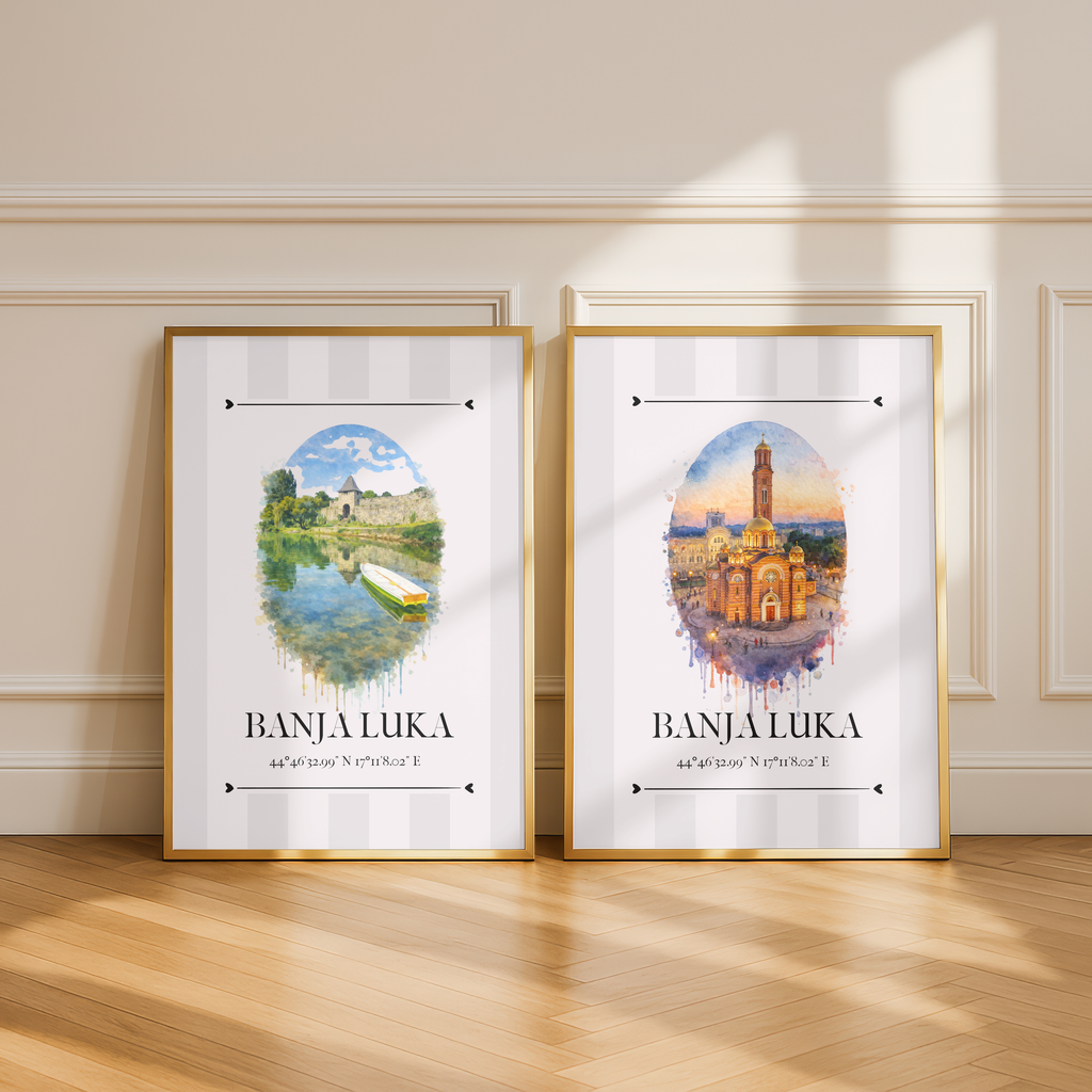 Banja Luka Poster – Wahrzeichen Illustration | Stadtposter Bosnien und Herzegowina