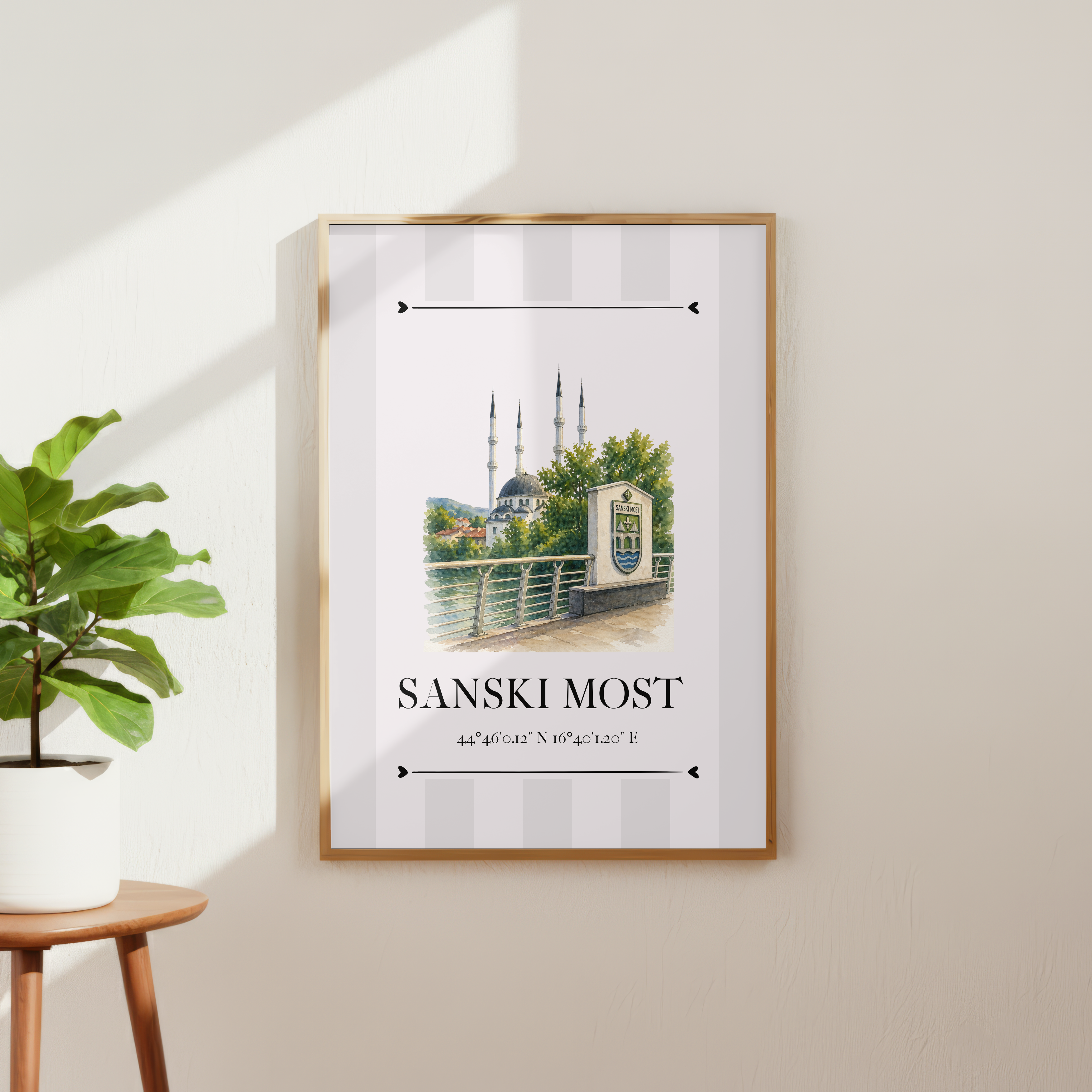 Sanski Most Wahrzeichen Illustration | Stadtposter Bosnien und Herzegowina