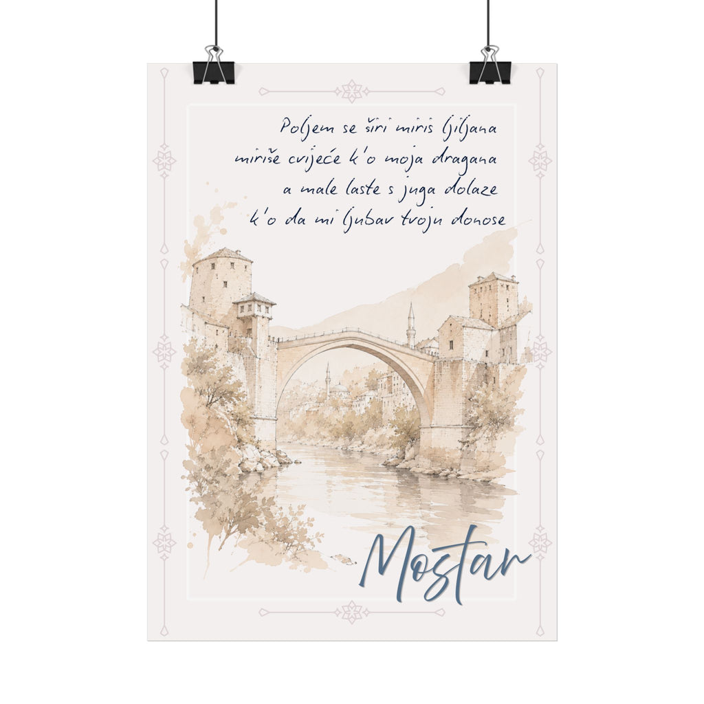 Mostar – Zeitlose Erinnerung | Aquarell-Kunstdruck mit der Alten Brücke