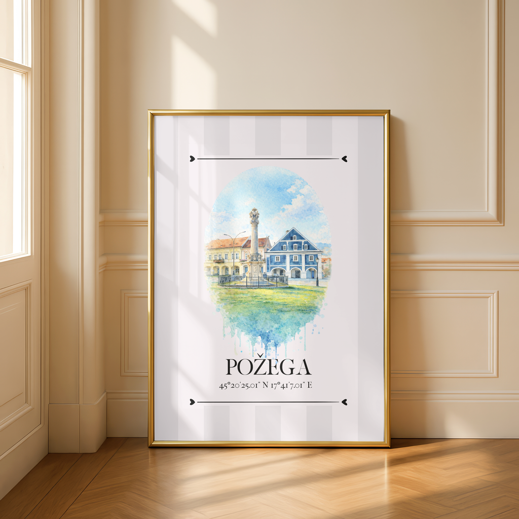 Požega Poster – Wahrzeichen Illustration | Stadtposter Kroatien