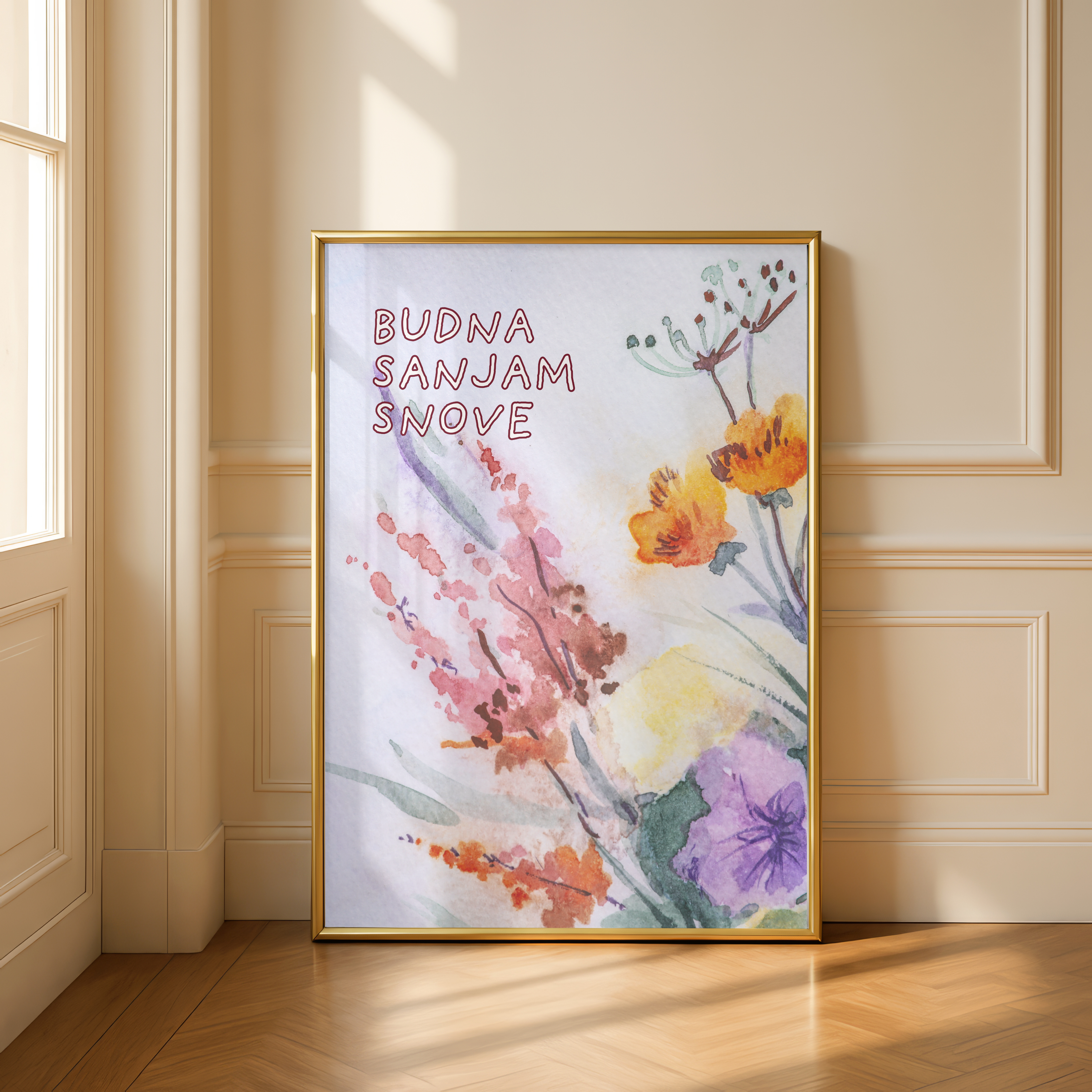 Budna sanjam snove – Kunstdruck mit Wildblumen