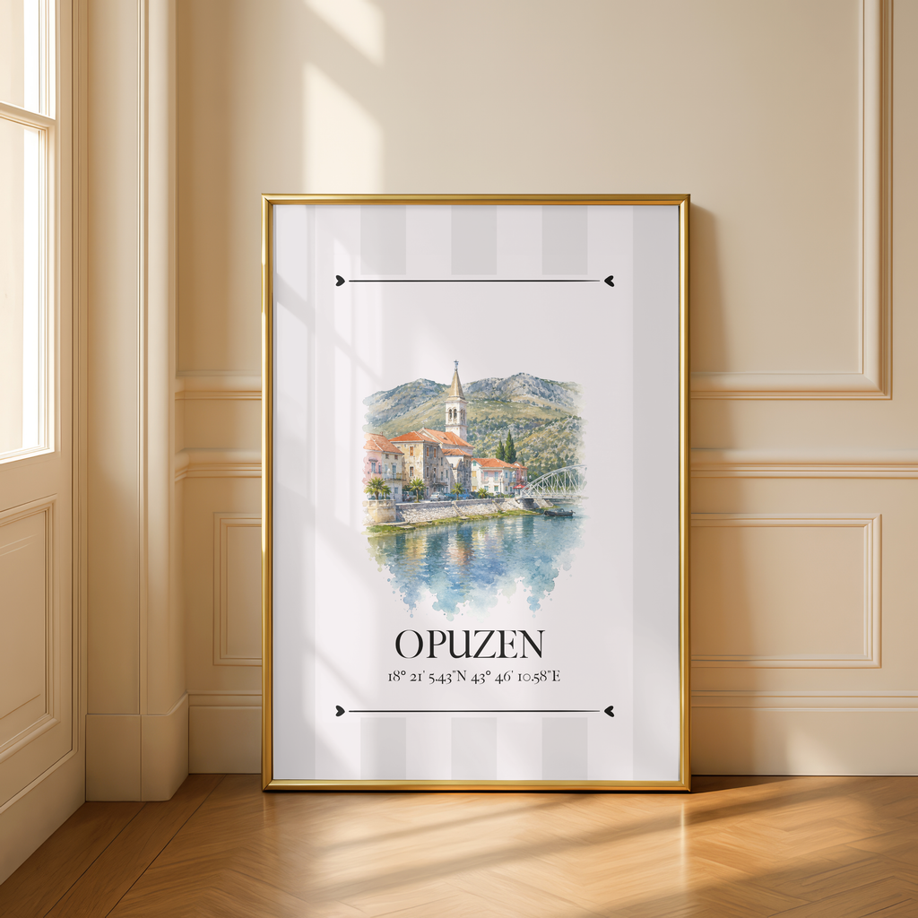 Opuzen Poster – Wahrzeichen Illustration | Stadtposter Kroatien