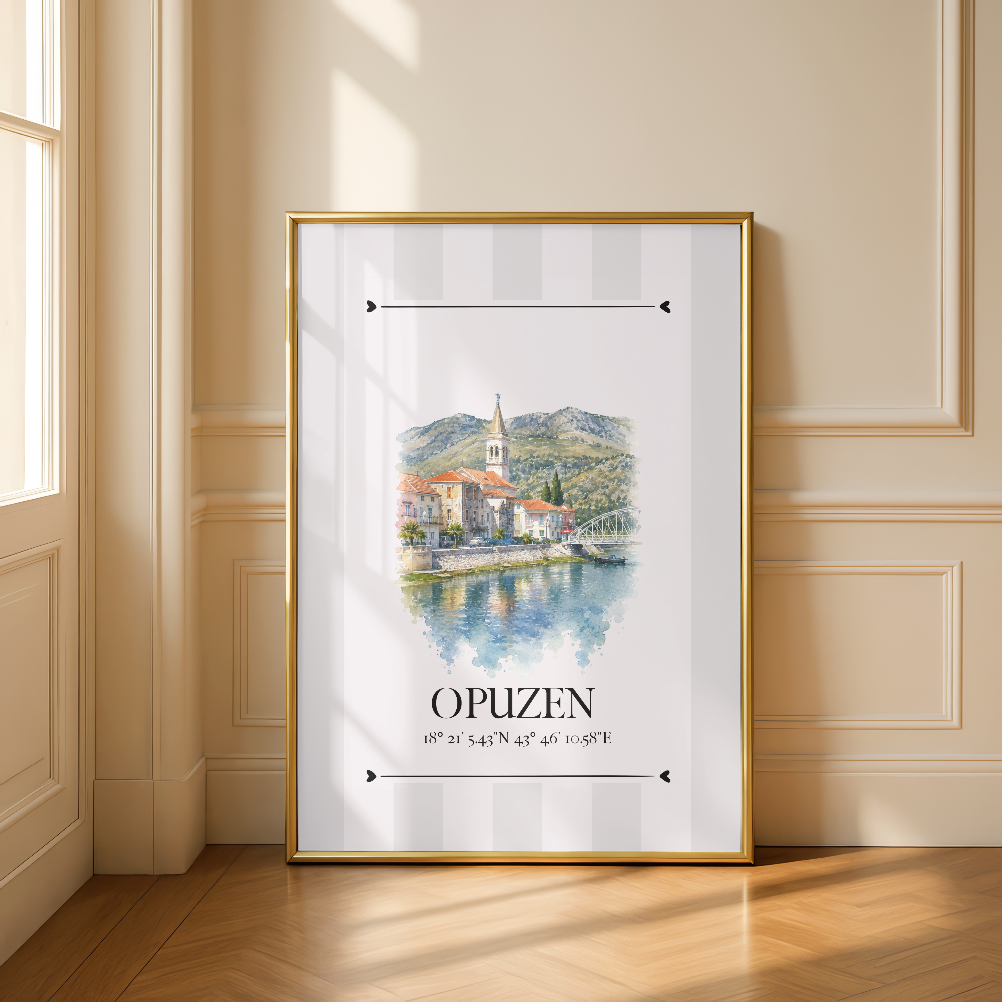 Opuzen Poster – Wahrzeichen Illustration | Stadtposter Kroatien
