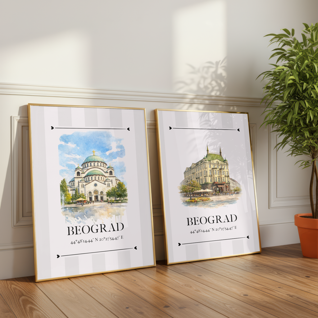Hram Svetog Save Poster – Wahrzeichen Illustration Beograd | Stadtposter Serbien