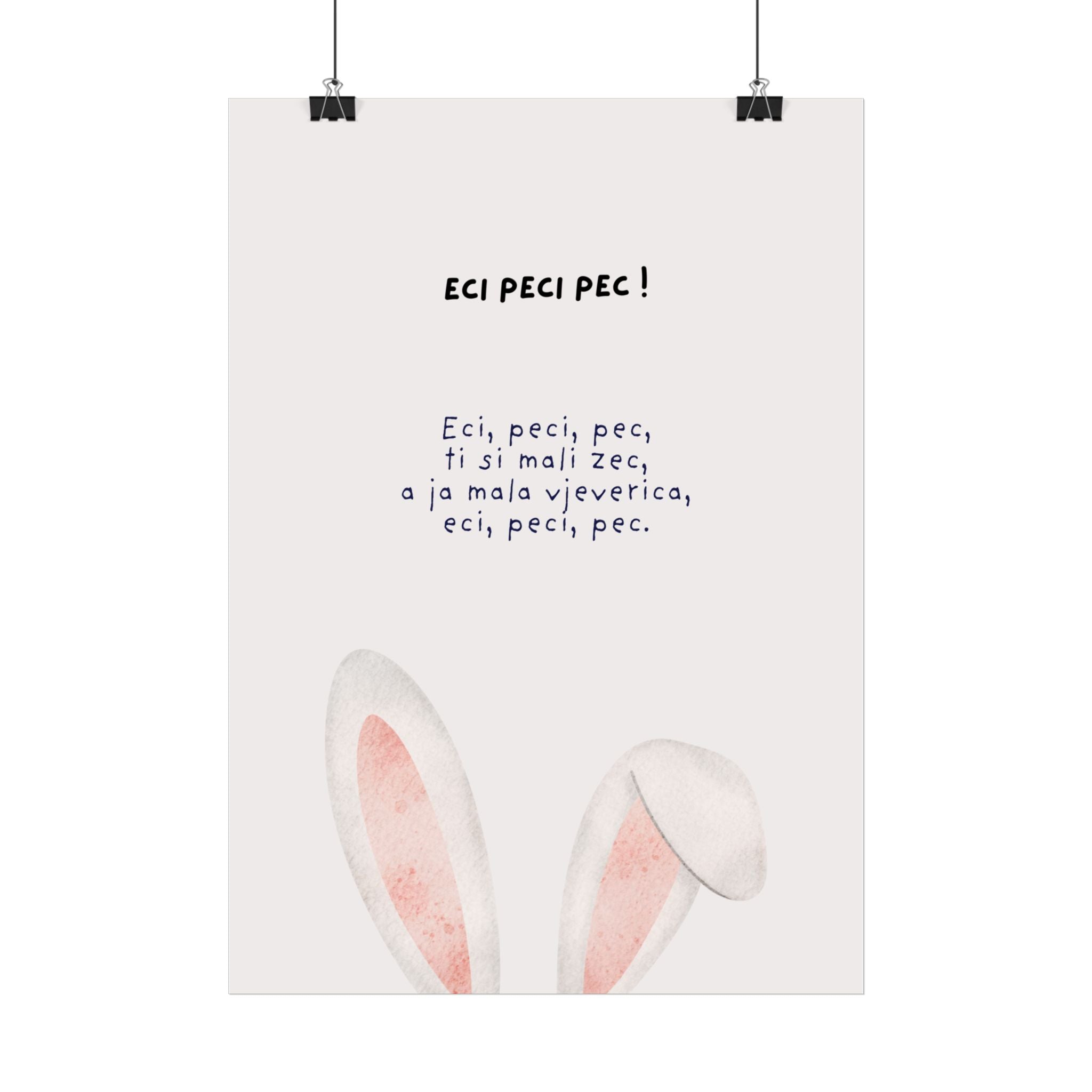 „Eci Peci Pec“ | Süßes Hasenposter mit Kinderreim