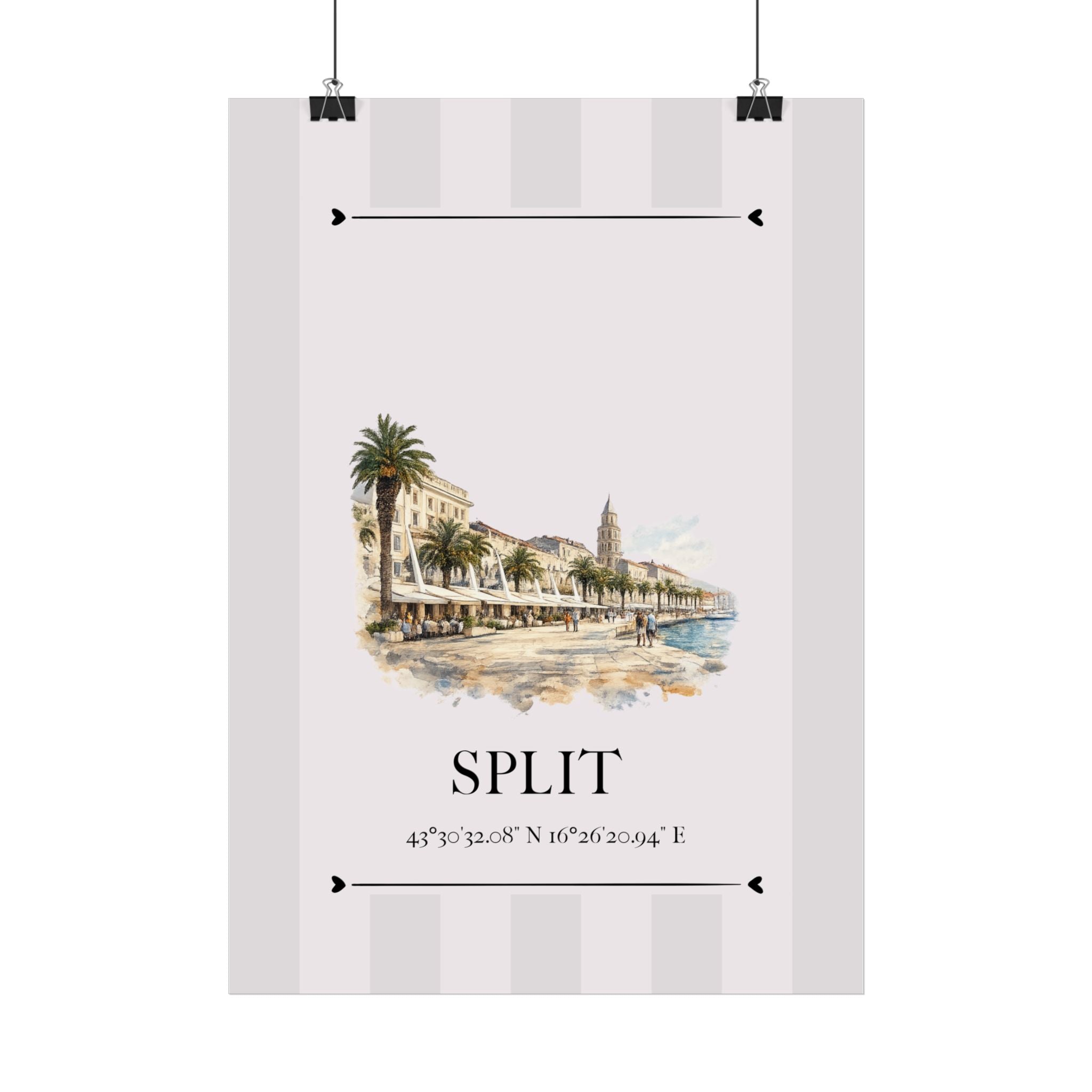 Split Poster – Wahrzeichen Illustration | Stadtposter Kroatien