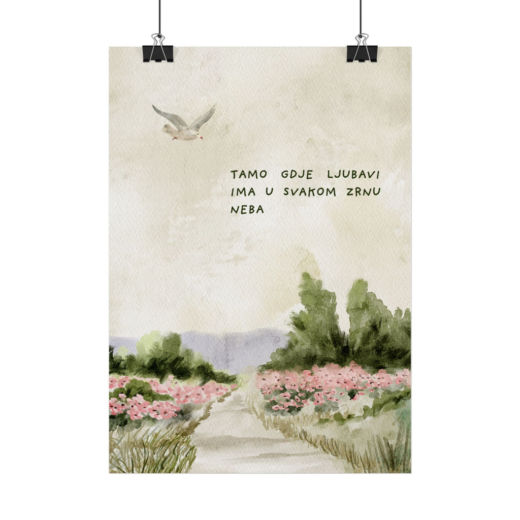 Motivationsposter - Spruch Wandbild Landschaft & Blumen