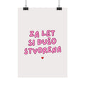 Statement Poster — "Za Let Si Dušo Stvorena" Pink Heart Typography