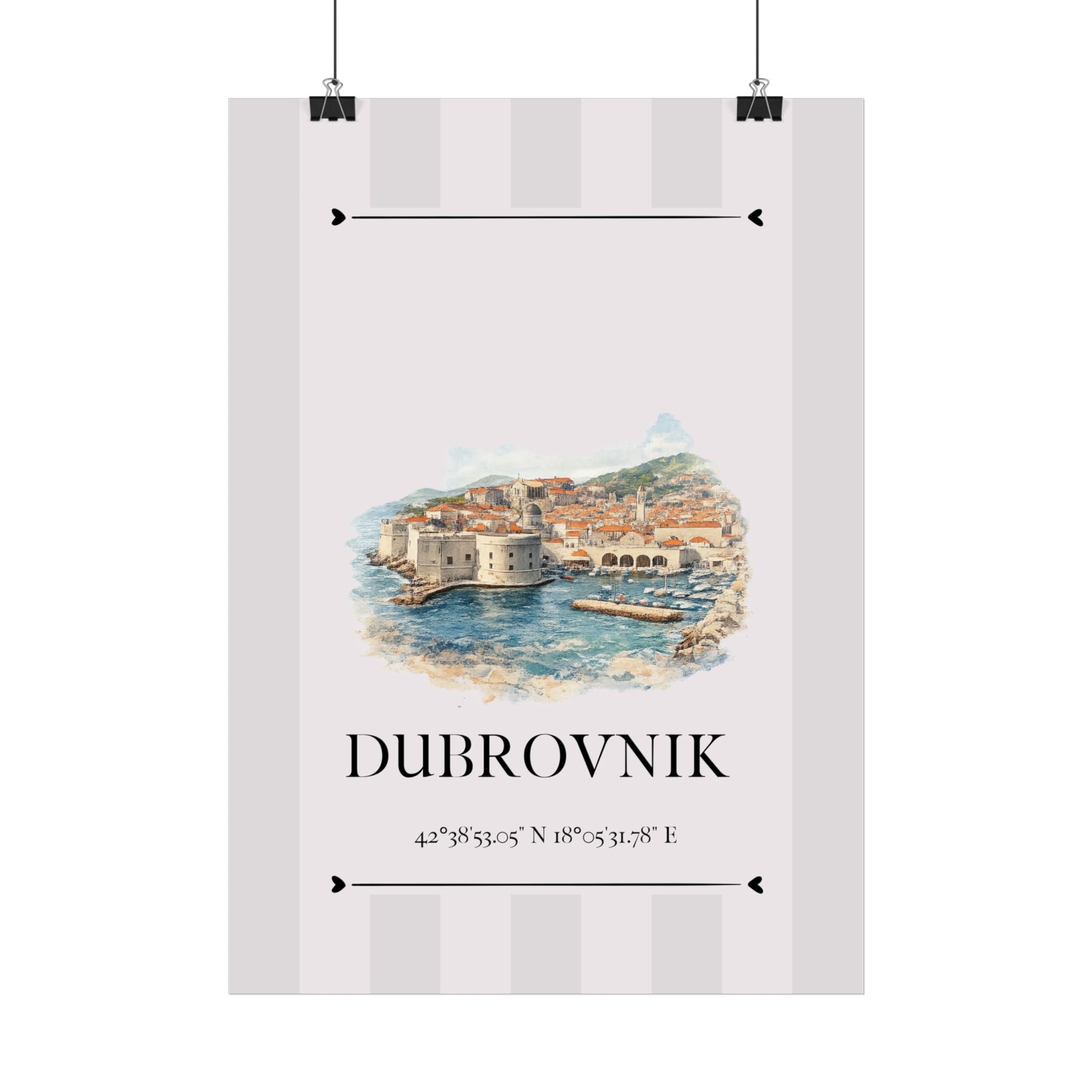 Dubrovnik Poster – Wahrzeichen Illustration | Stadtposter Kroatien