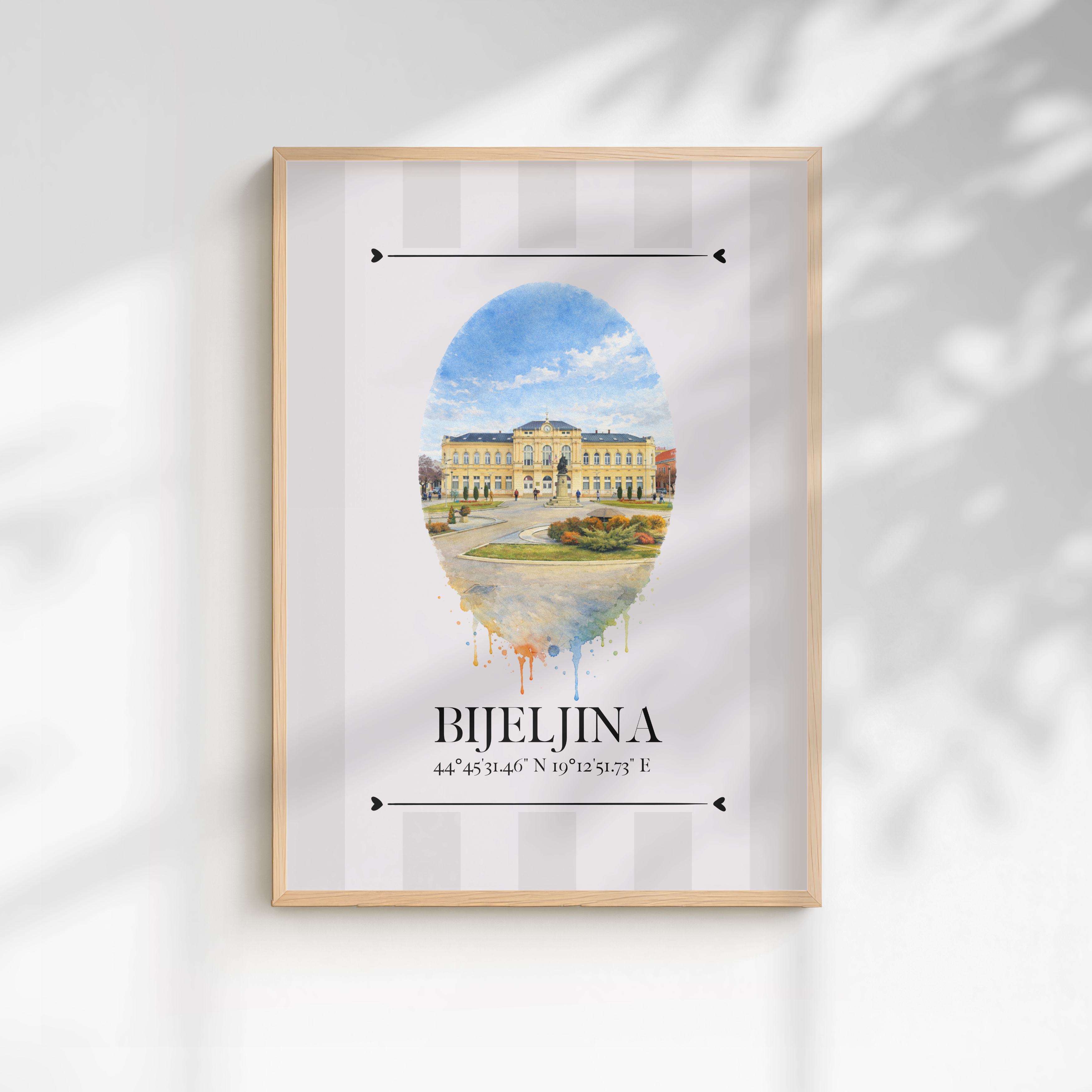 Bijeljina Poster – Wahrzeichen Illustration | Stadtposter Bosnien und Herzegowina